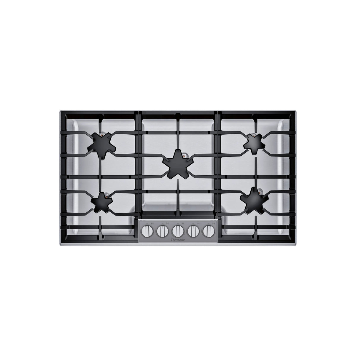 Thermador SGSXP365TS Masterpiece 36 inch built in pedestal gas cooktop front view stainless steel