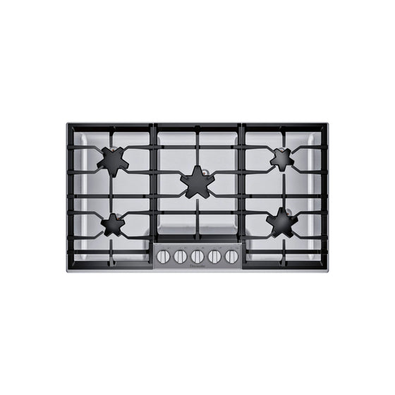 Thermador SGSXP365TS Masterpiece 36 inch built in pedestal gas cooktop front view stainless steel