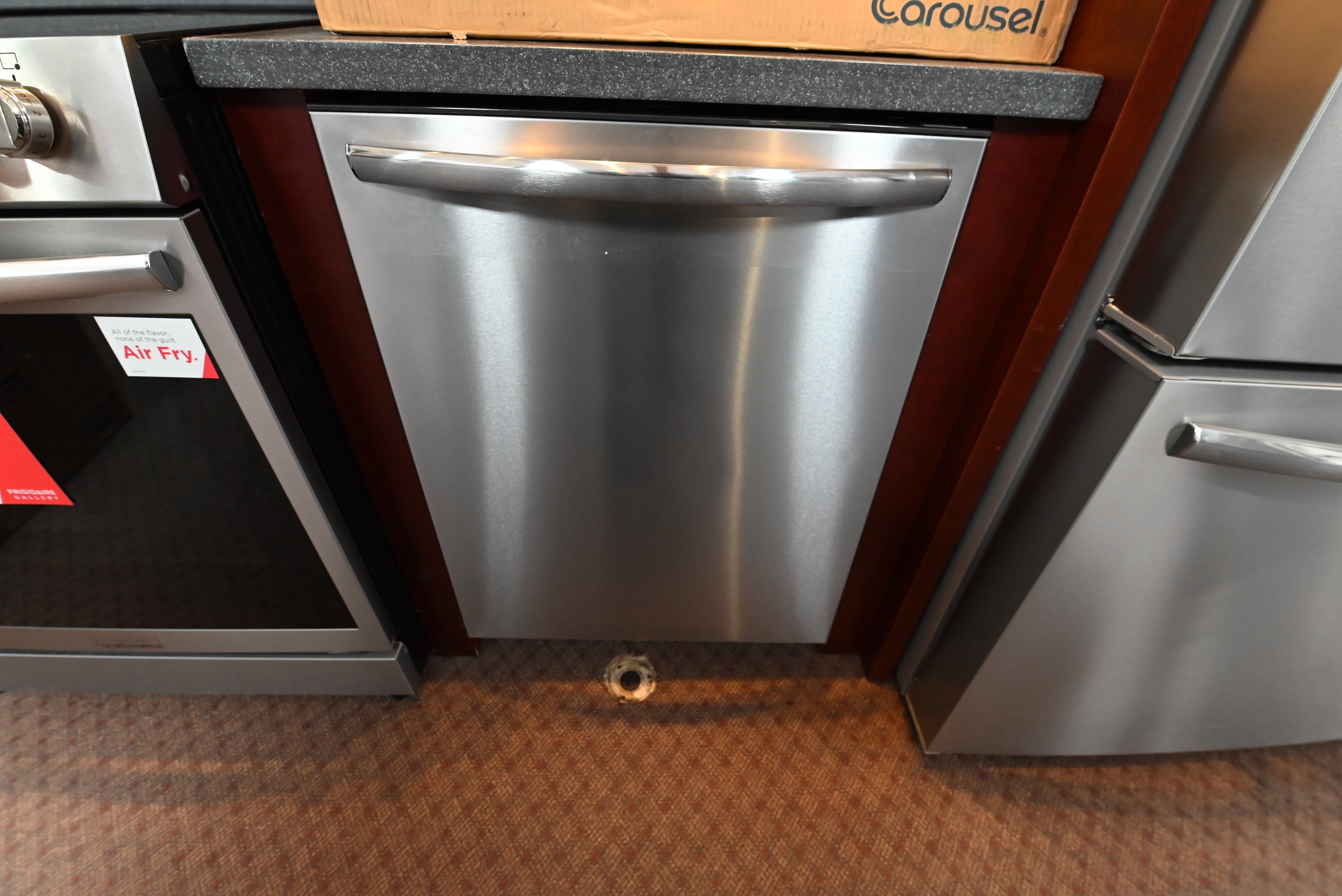 Frigidaire Gallery GDSH4715AF 24 inch built in top control dishwasher stainless steel pocket handle front view