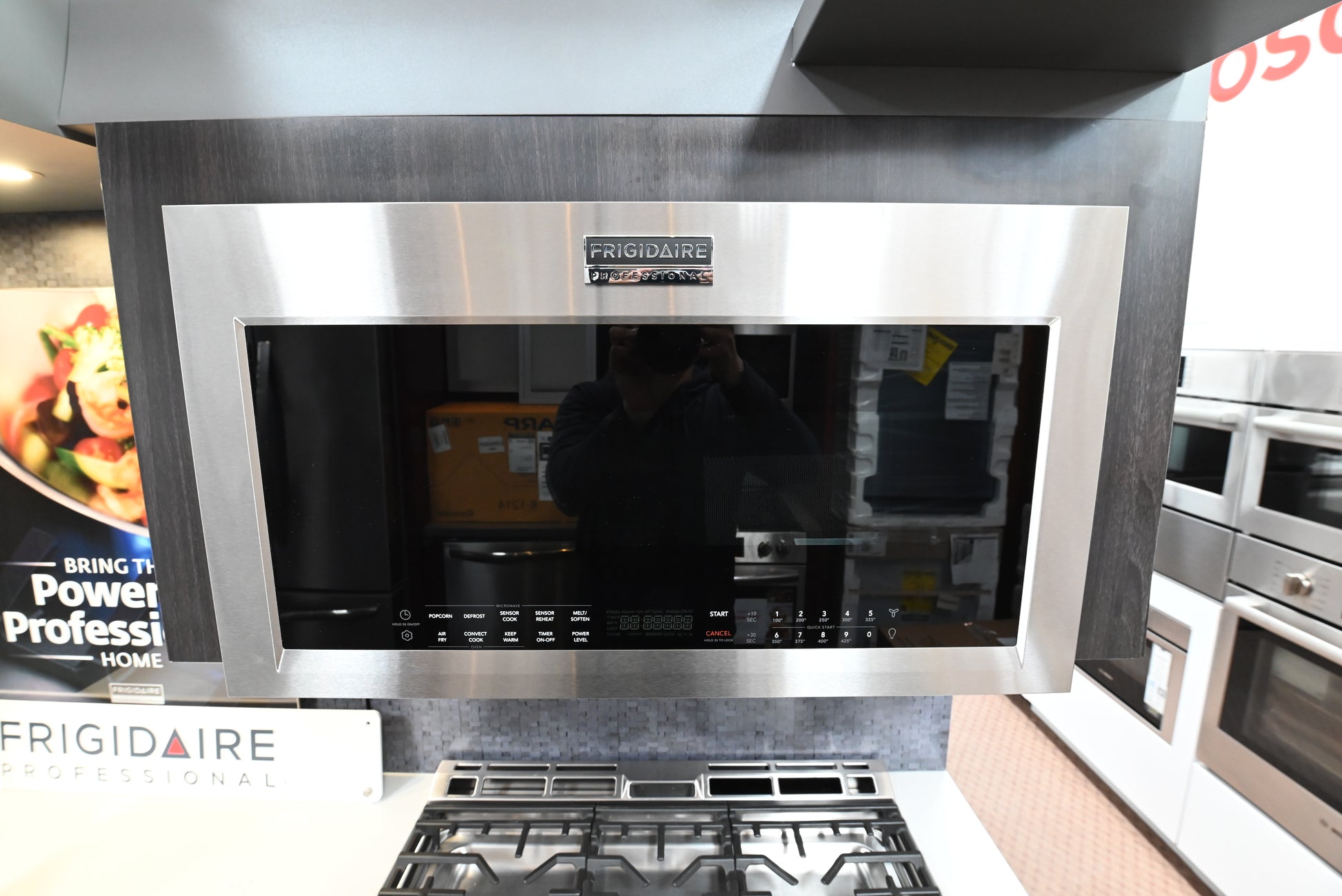 Frigidaire Professional PMOS1980AF 30 inch over the range microwave with air fry stainless steel front view