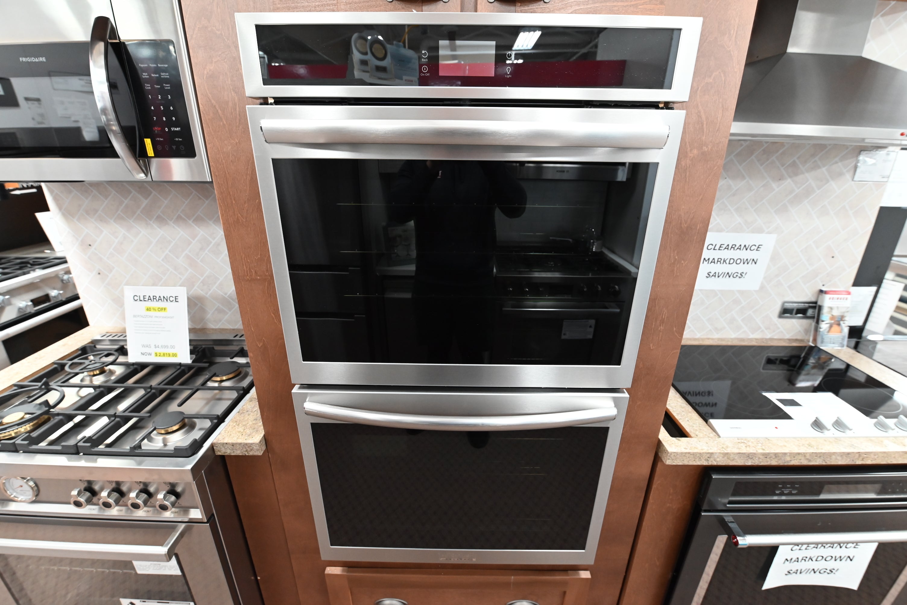 Frigidaire Gallery GCWD3067AF 30 inch double electric wall oven stainless steel front profile view