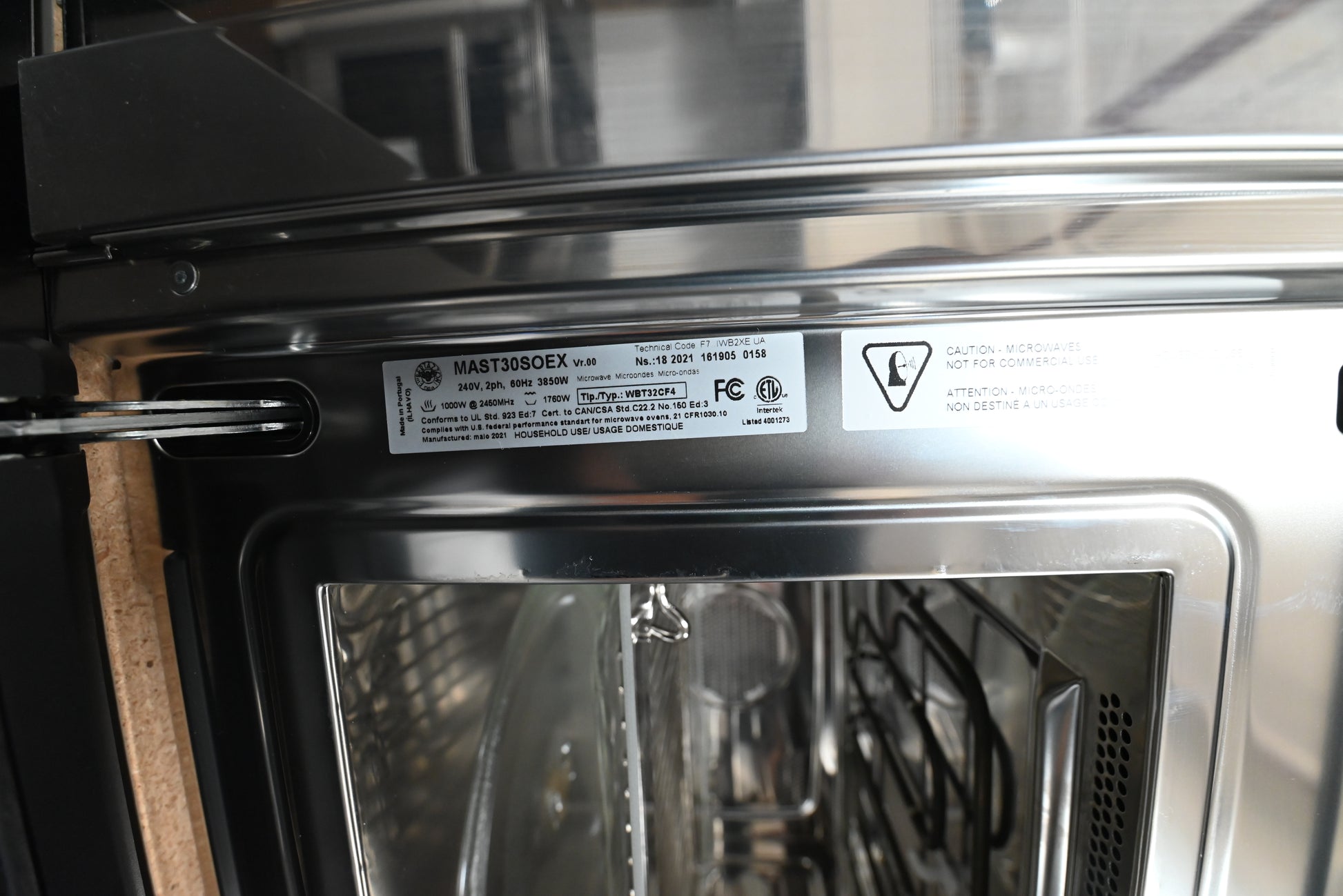 Bertazzoni Master Series 30 speed oven showing clean interior stainless steel cooking cavity