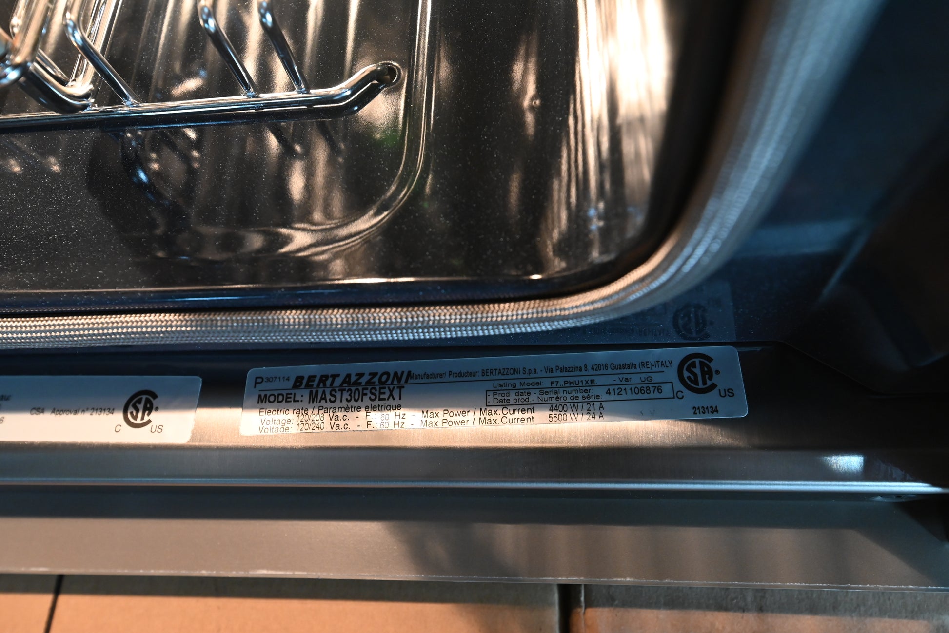 Bertazzoni Master Series single wall oven flush installed showing full color TFT touch display