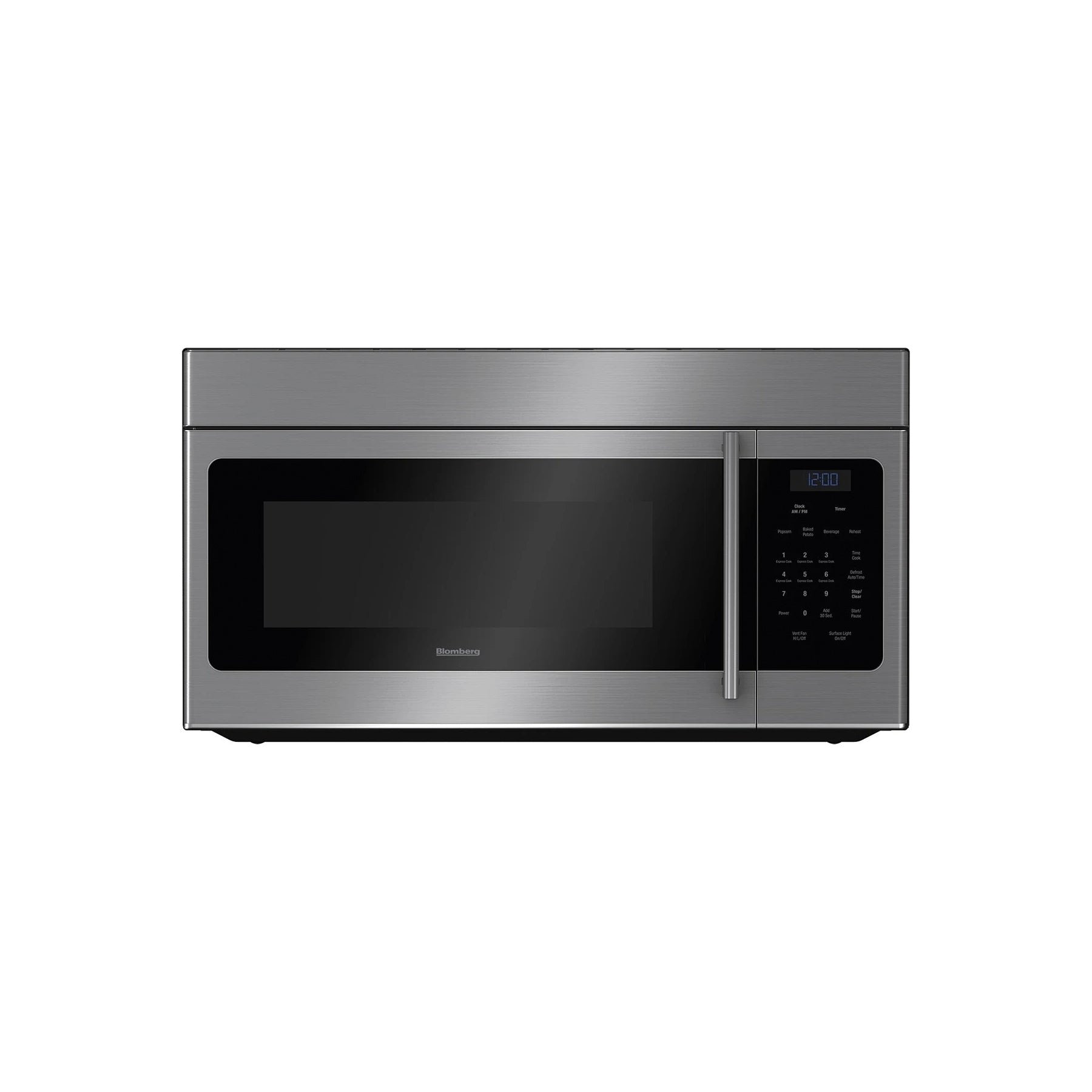 Blomberg BOTR30100SS 30 inch over the range microwave oven front view premium brushed stainless steel