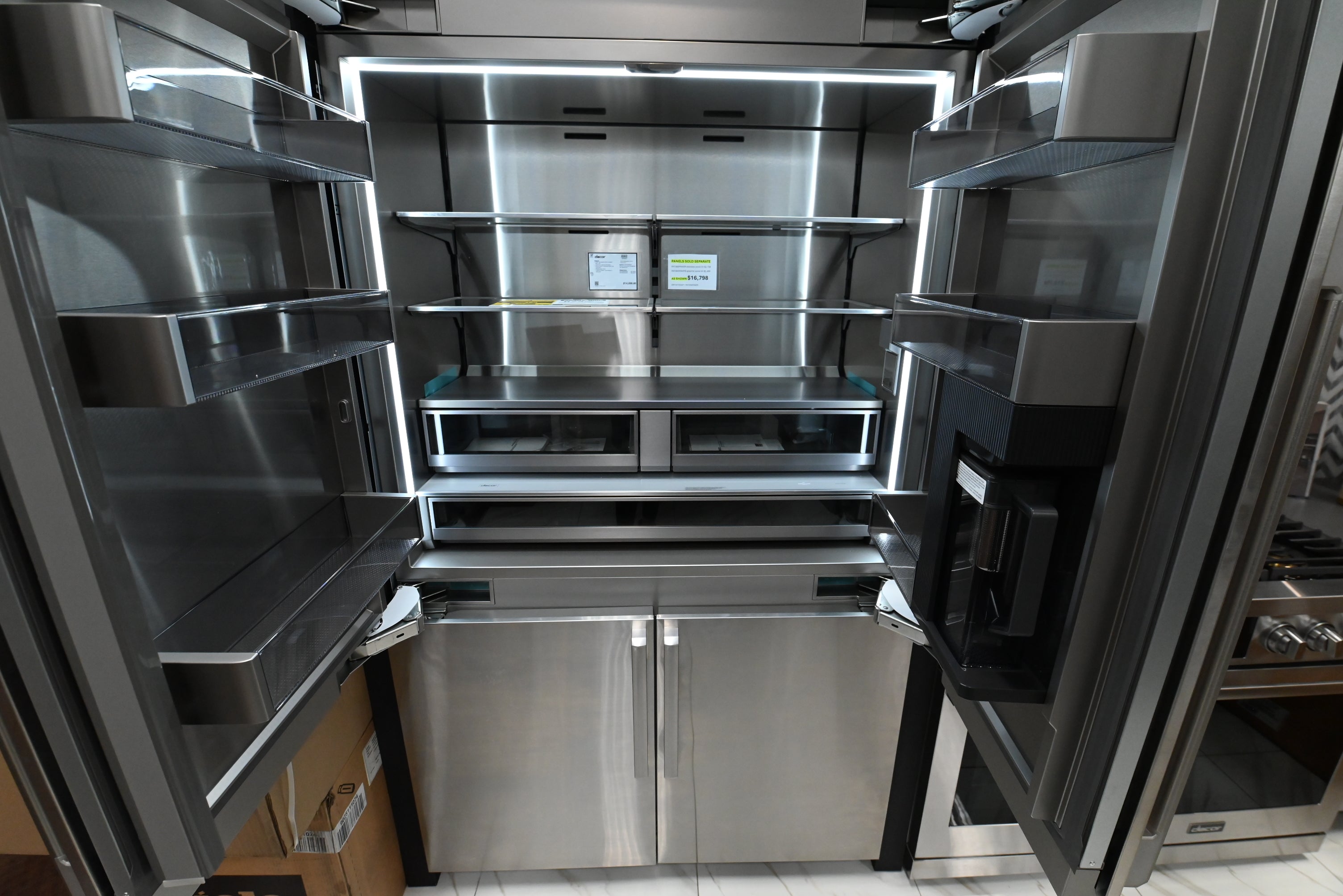 Luxury 48 inch built in refrigerator with full face SteelCool stainless interior by Dacor