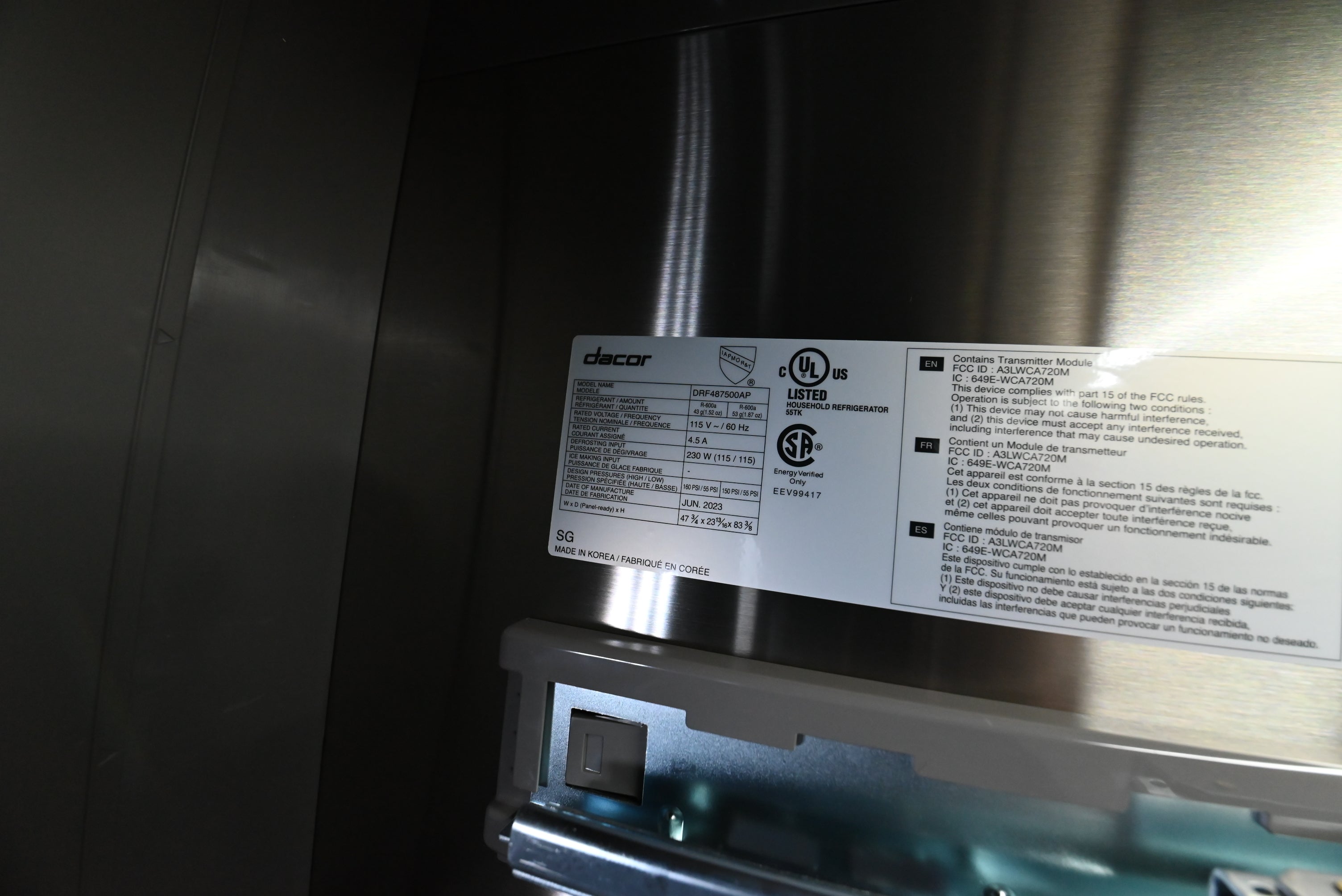 Dacor DRF487500AP 48" Stainless Steel 4-Door French Door Refrigerator