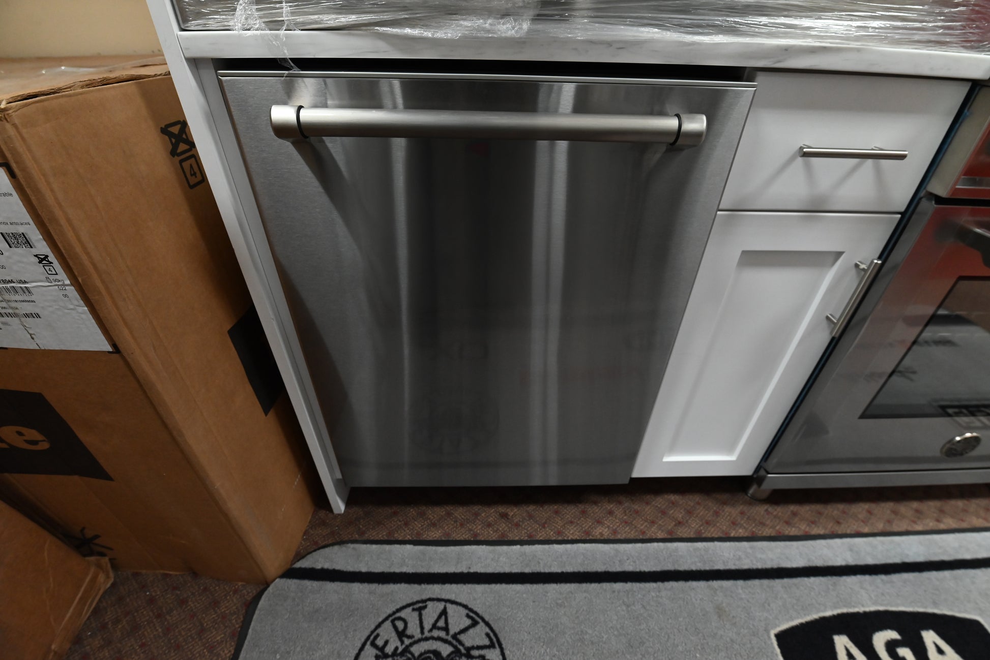 Bertazzoni DW24XV Professional Series 24 inch fully integrated dishwasher front view fingerprint resistant stainless steel
