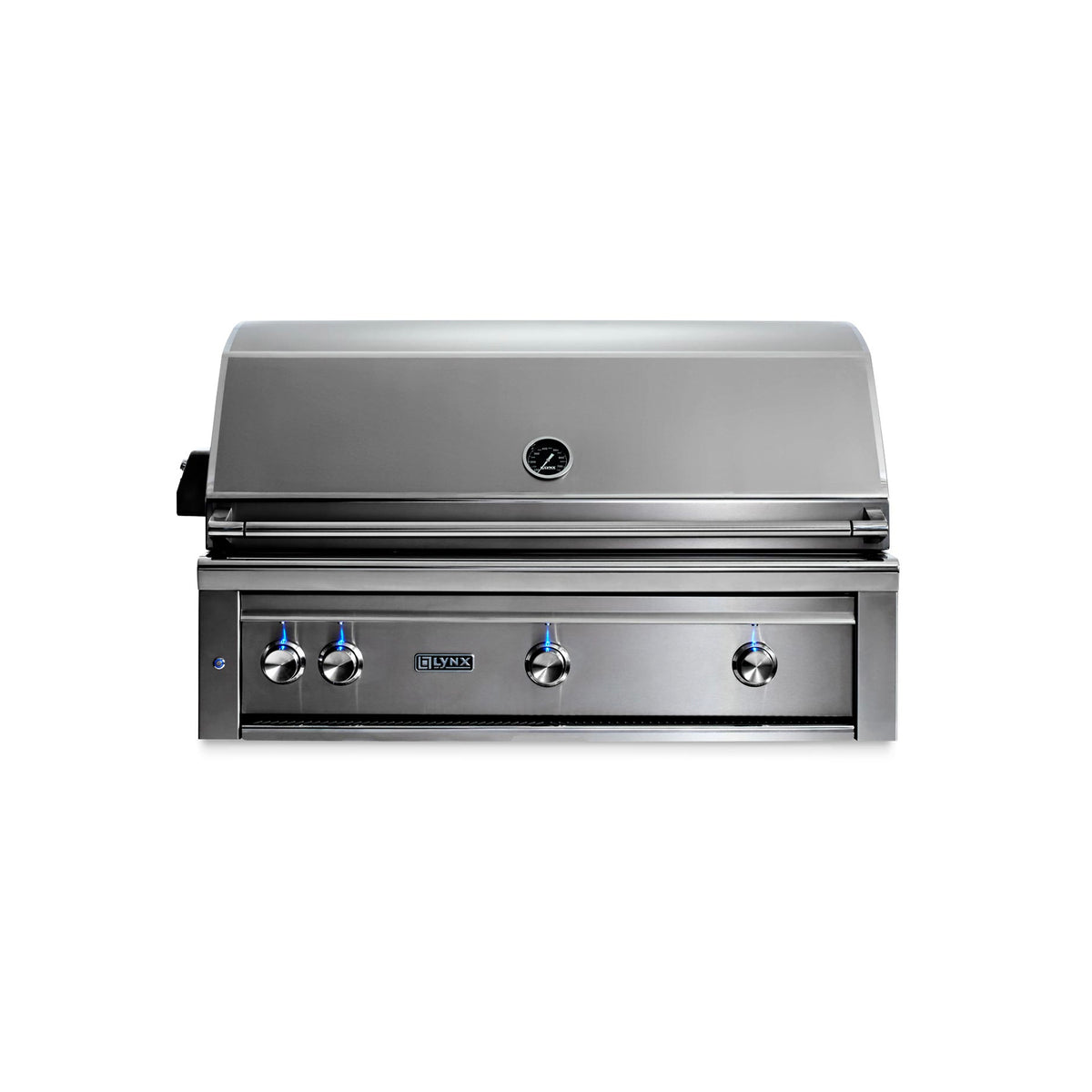 Lynx L42TR 42 inch built in professional hybrid gas grill front view in seamless stainless steel
