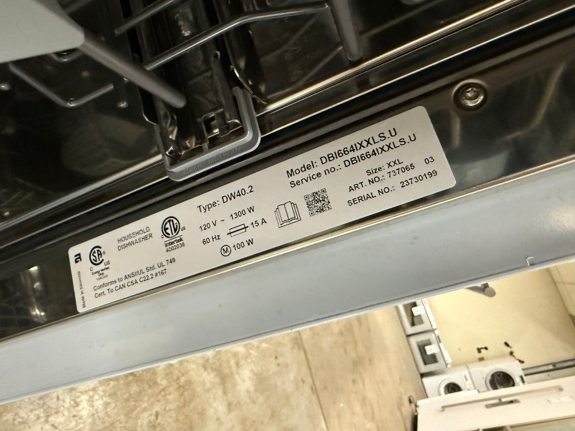 Asko 40 Series DBI664IXXLS.U 24" Stainless Steel Pocket Handle Dishwasher, Open Box