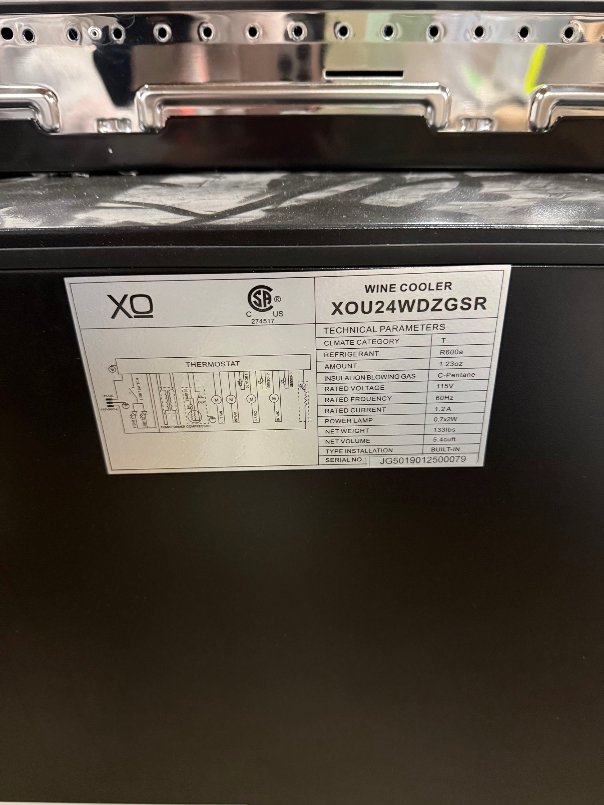 XO XOU24WDZGSR 24" Stainless Steel Dual Zone Undercounter Wine Cooler