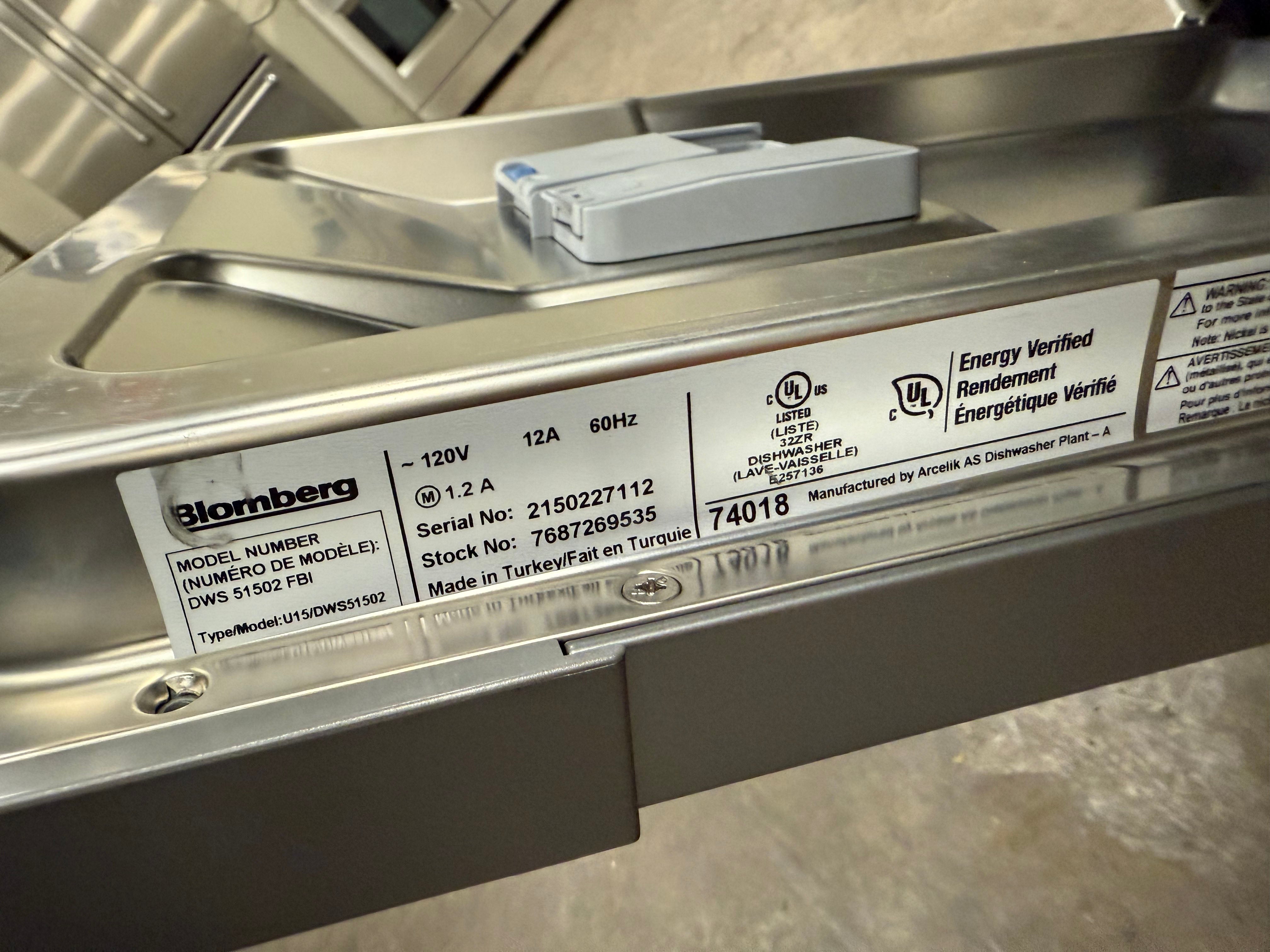 Blomberg DWS 51502 FBI 18" Panel Ready Dishwasher