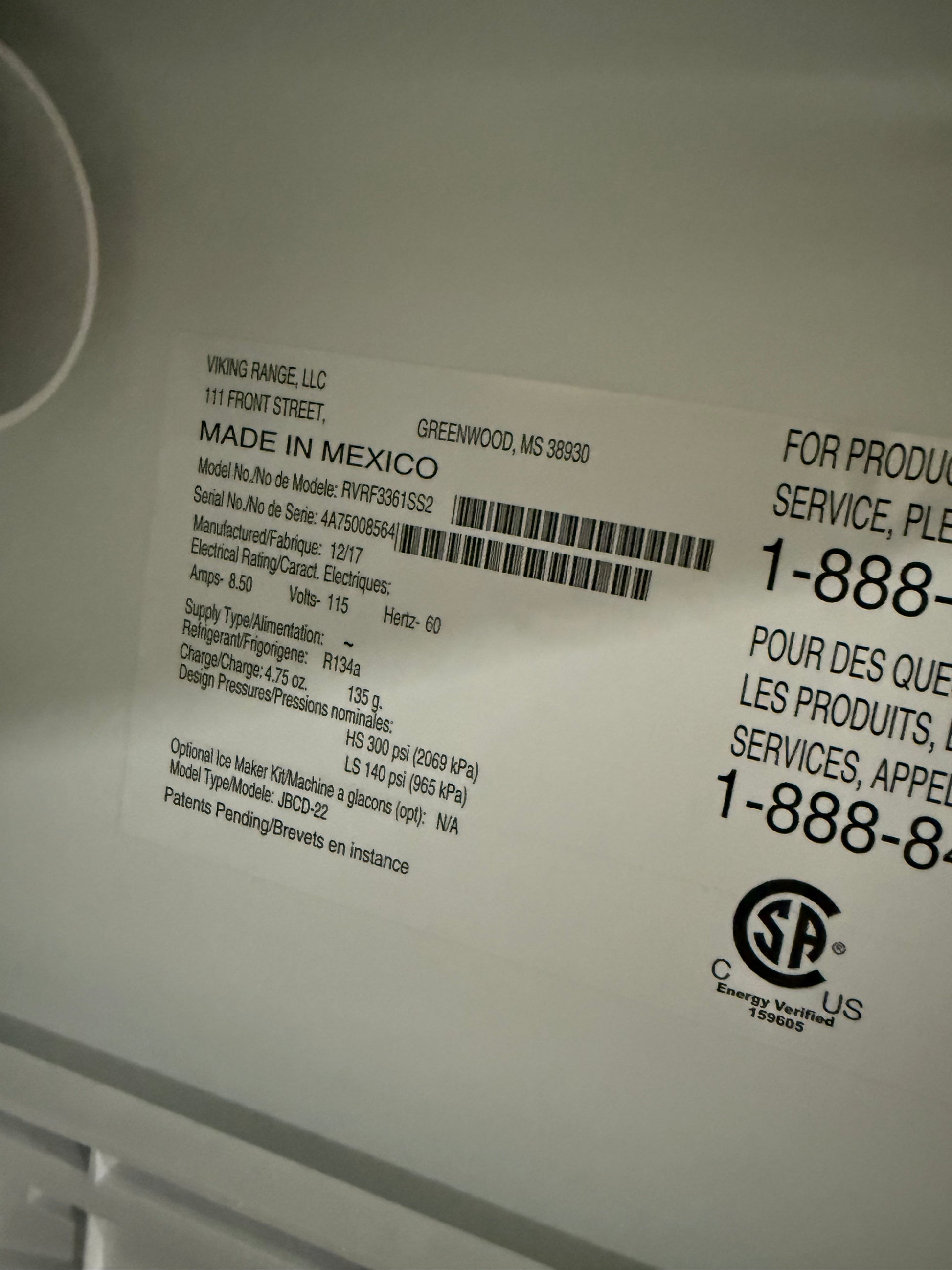 Viking RVRF3361SS 36" Stainless Steel Counter Depth French Door Refrigerator