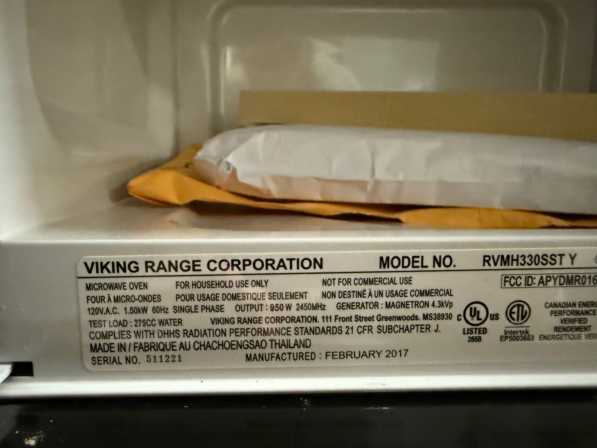 Viking RVMH330SS 30" Stainless Steel Over-the-Range Microwave