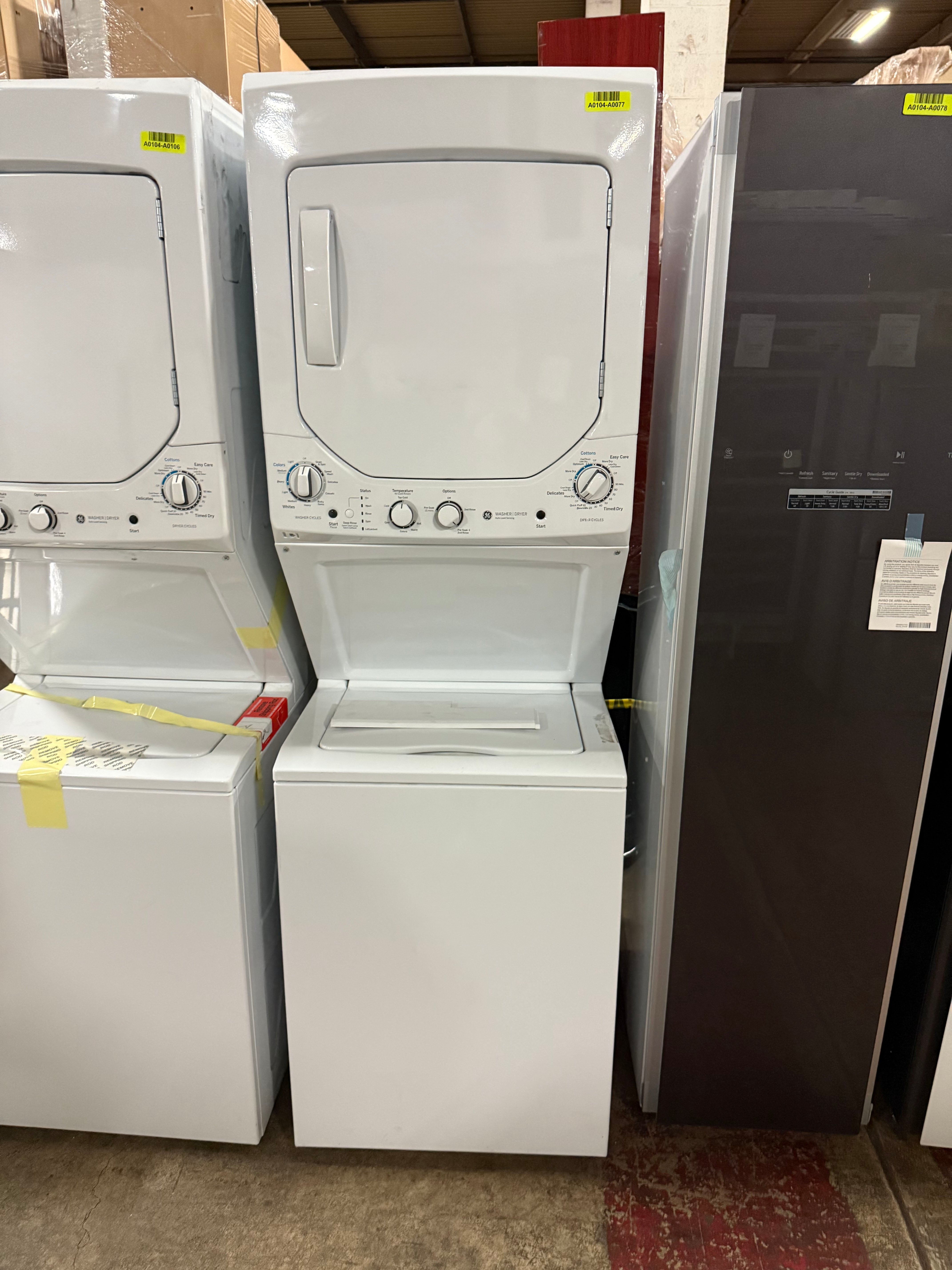 GE Spacemaker GUD24GSSMWW 24" White Gas Laundry Center