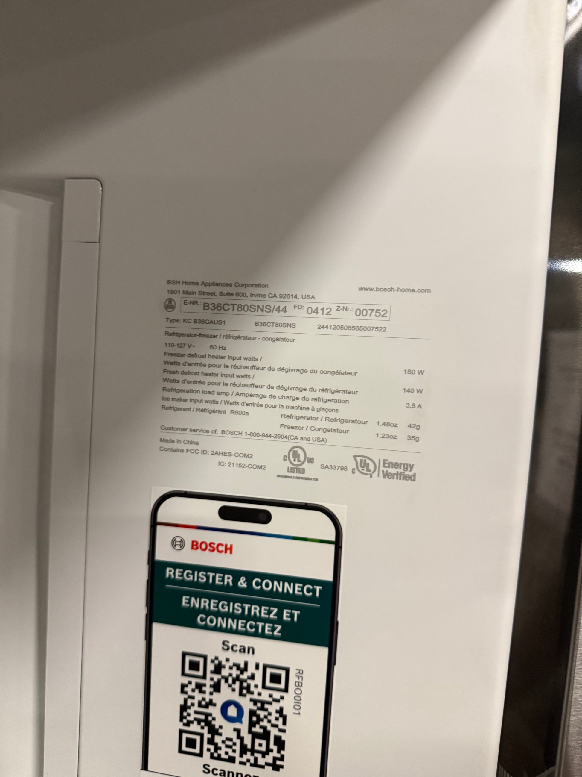 Bosch 800 Series B36CT8OSNS 36" Stainless Steel Counter Depth French Door Refrigerator