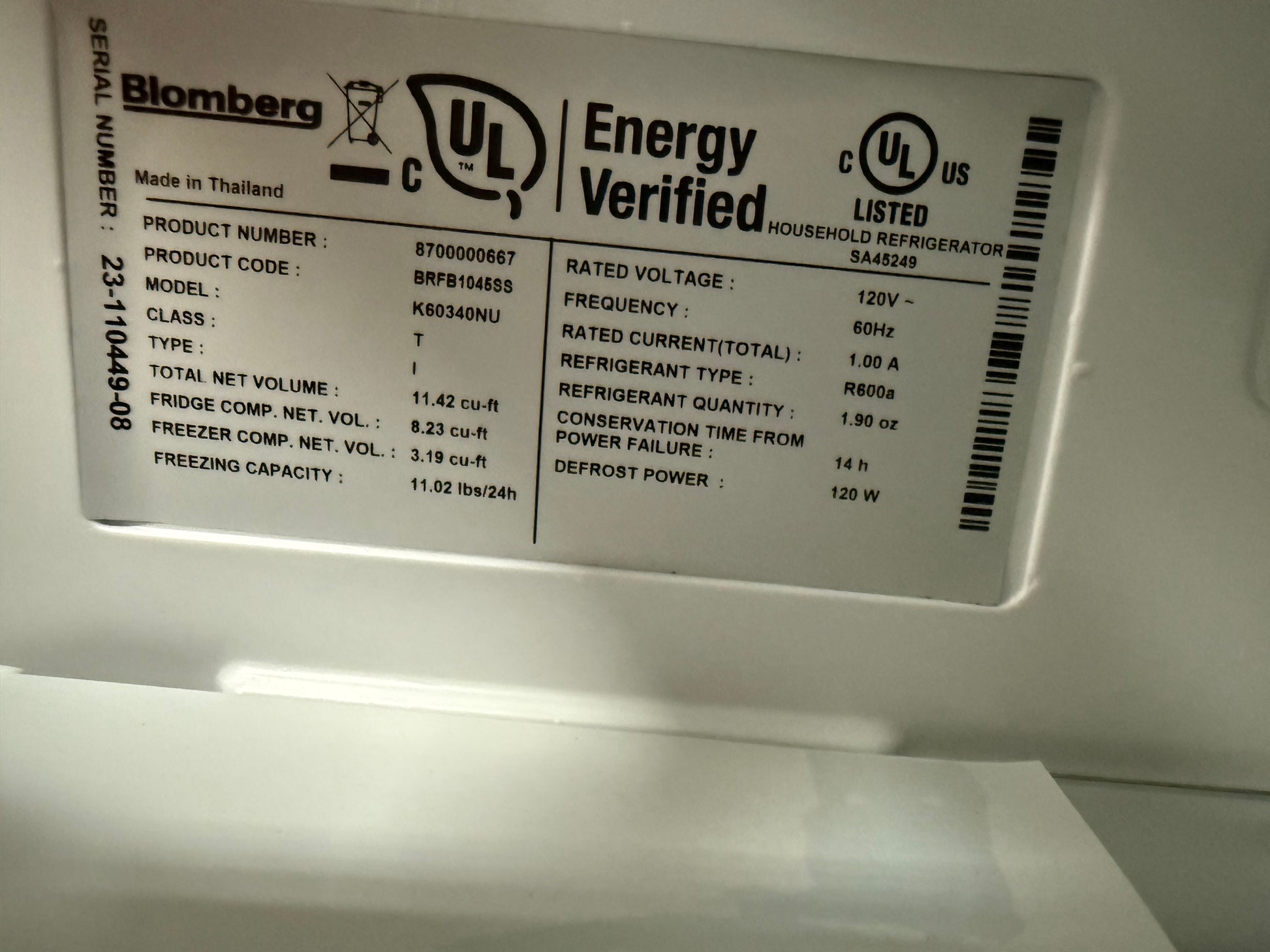 Blomberg 24" Stainless Steel Counter Depth Bottom Freezer Refrigerator