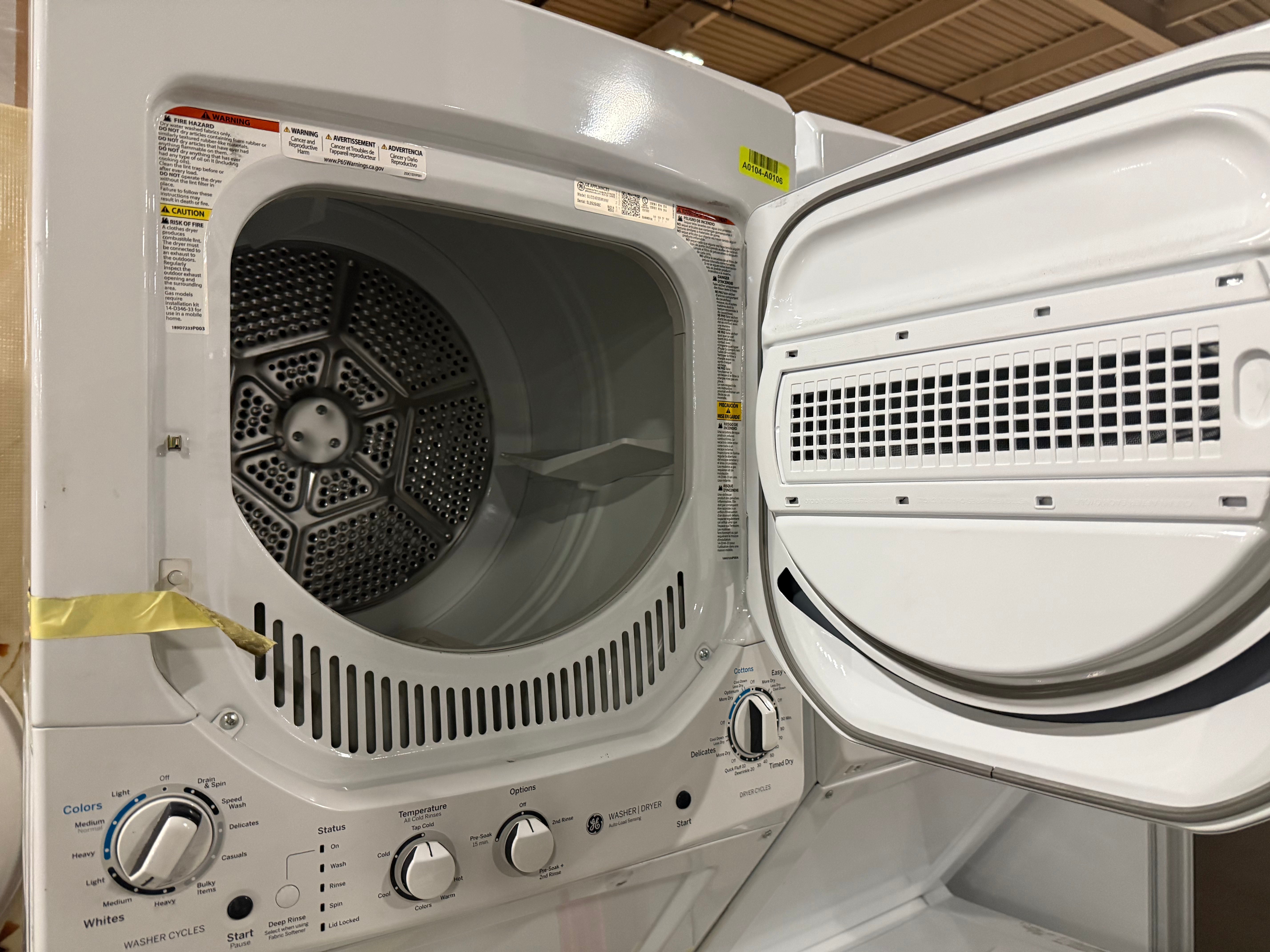 GE Spacemaker GUD24ESSMWW 24" White Electric Laundry Center