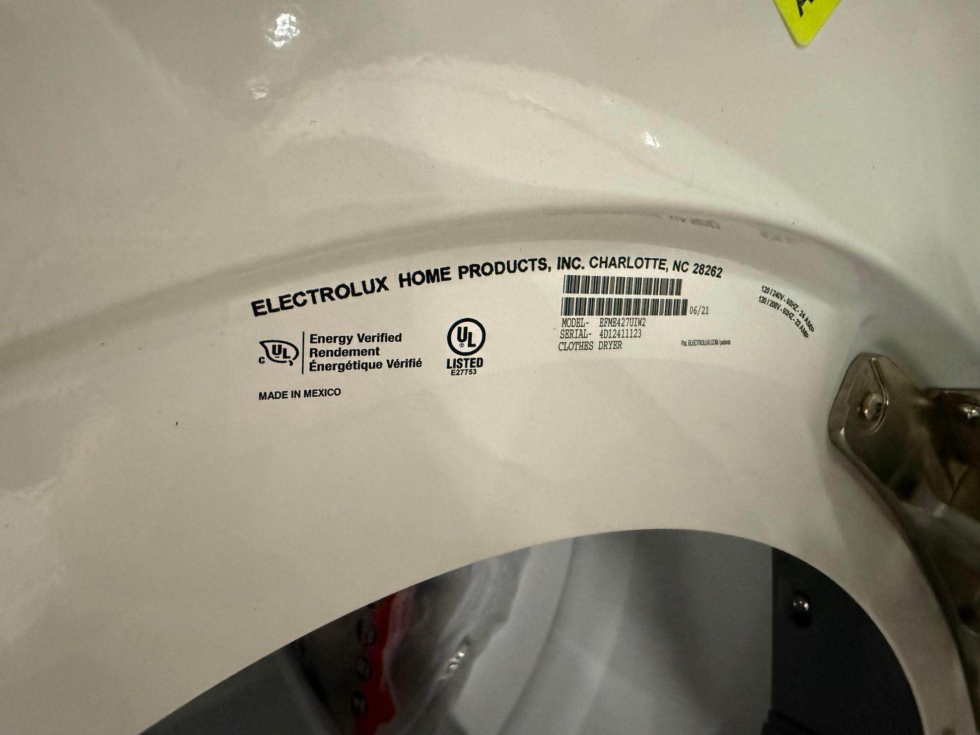 Electrolux EFME427UIW 27" White Front Load Electric Dryer