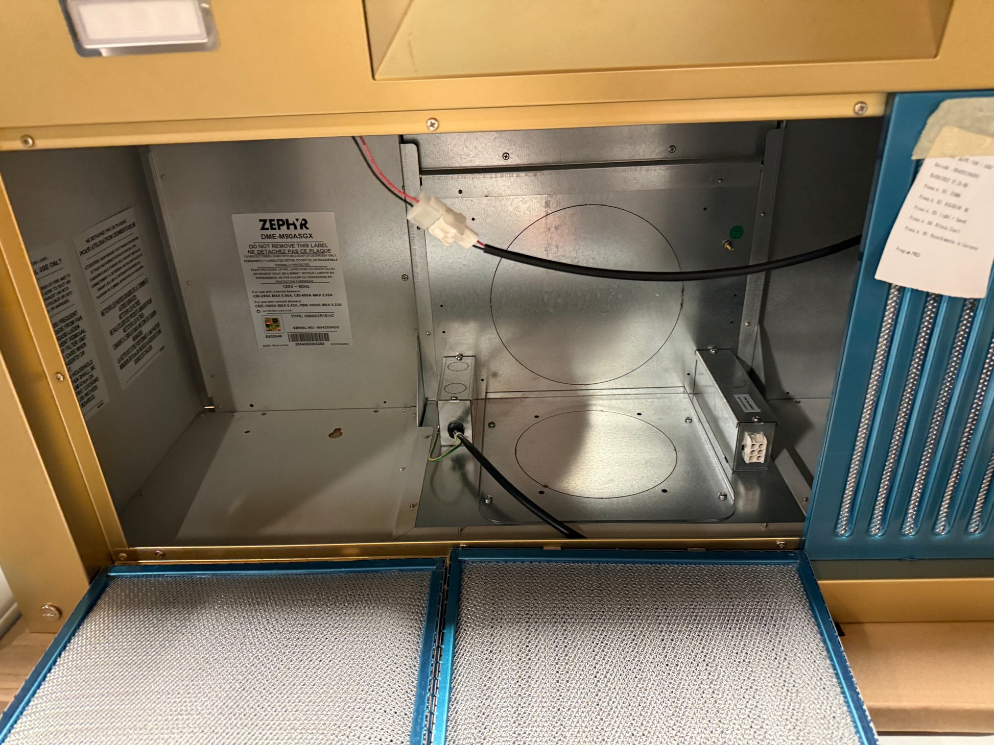 Zephyr DME-M9OASGX 36" Satin Gold Mesa Wall Mount Canopy Range Hood