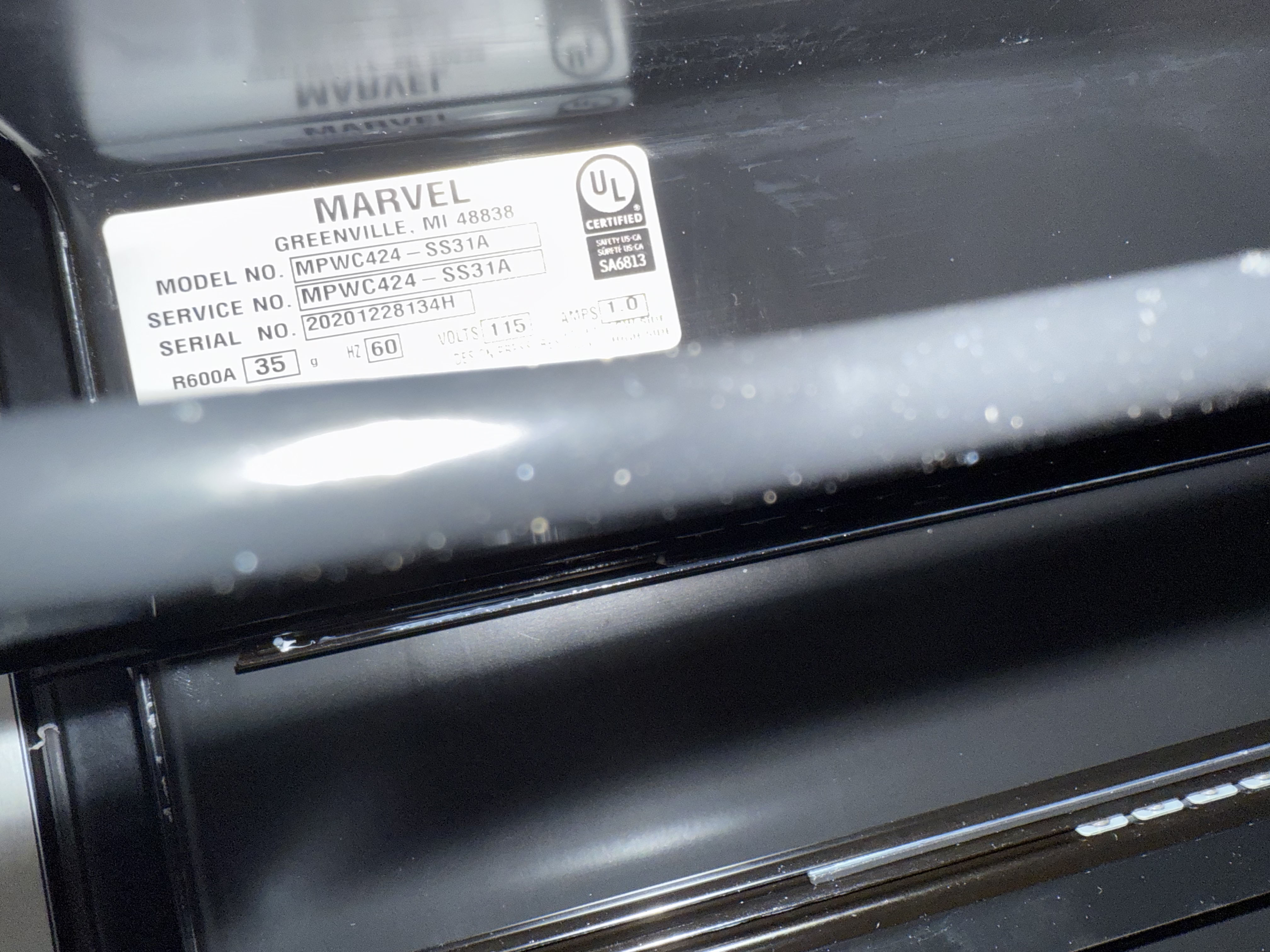 Marvel 24" Stainless Steel Undercounter Single Zone Wine Cooler