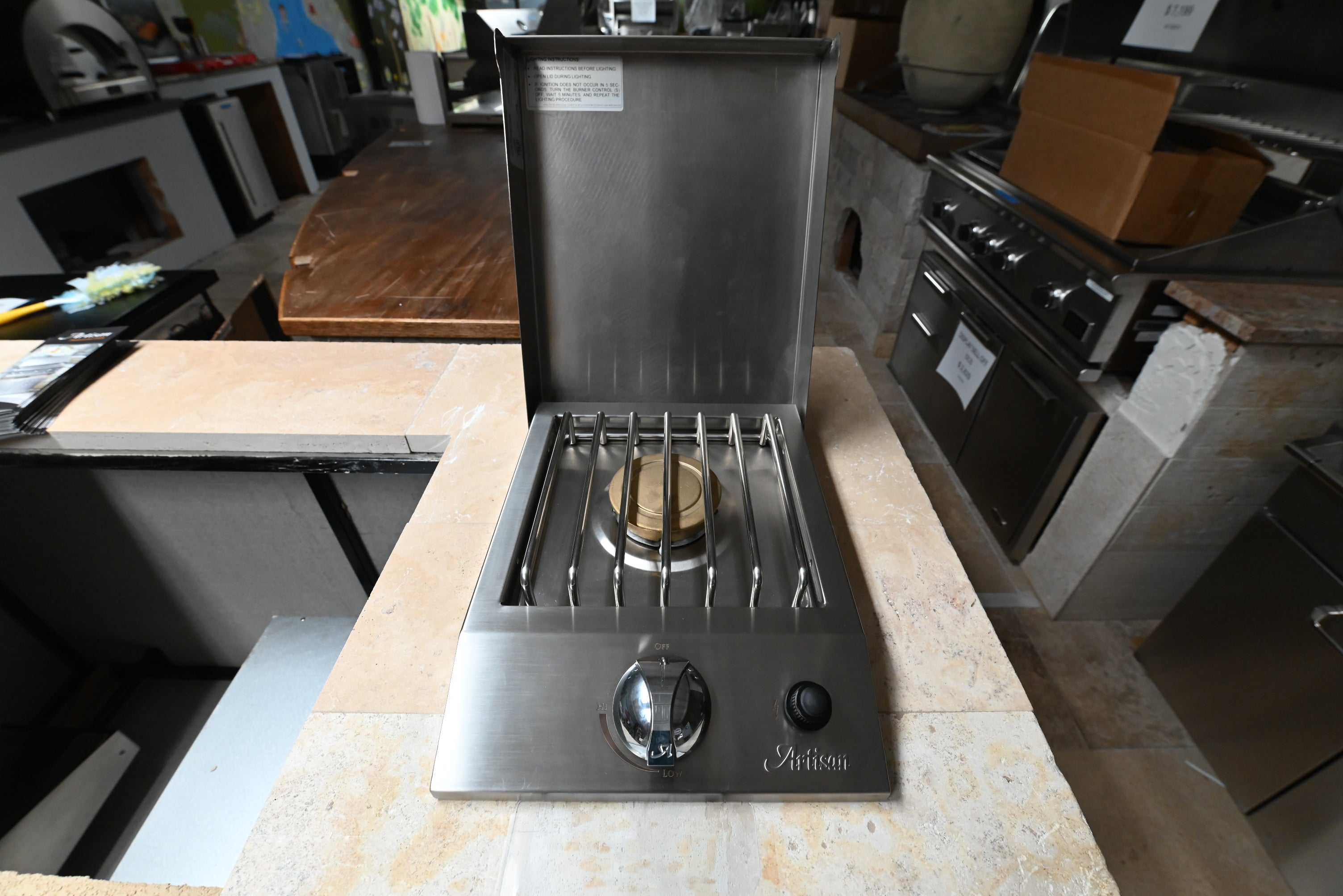 Artisan built-in single gas side burner for outdoor barbecue islands