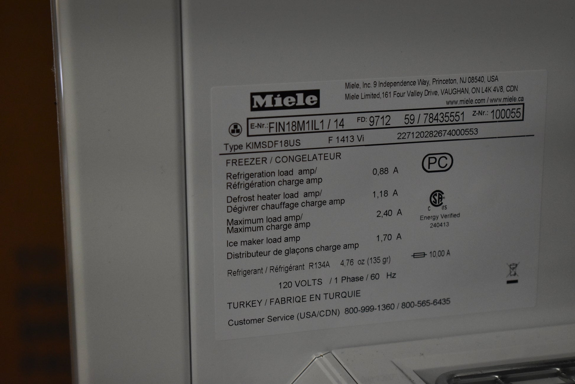 Miele F 1413 Vi 18" Stainless Steel Paneled Freezer Column