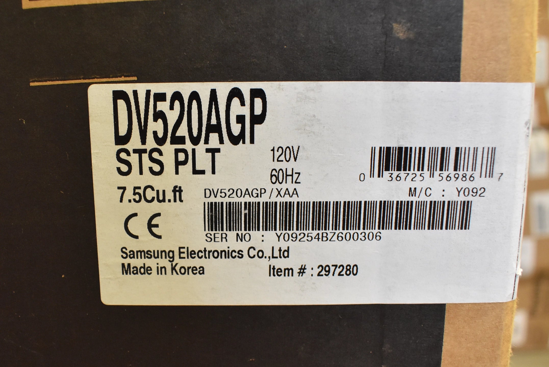 Samsung DV520AGP 27" Platinum Gas Dryer