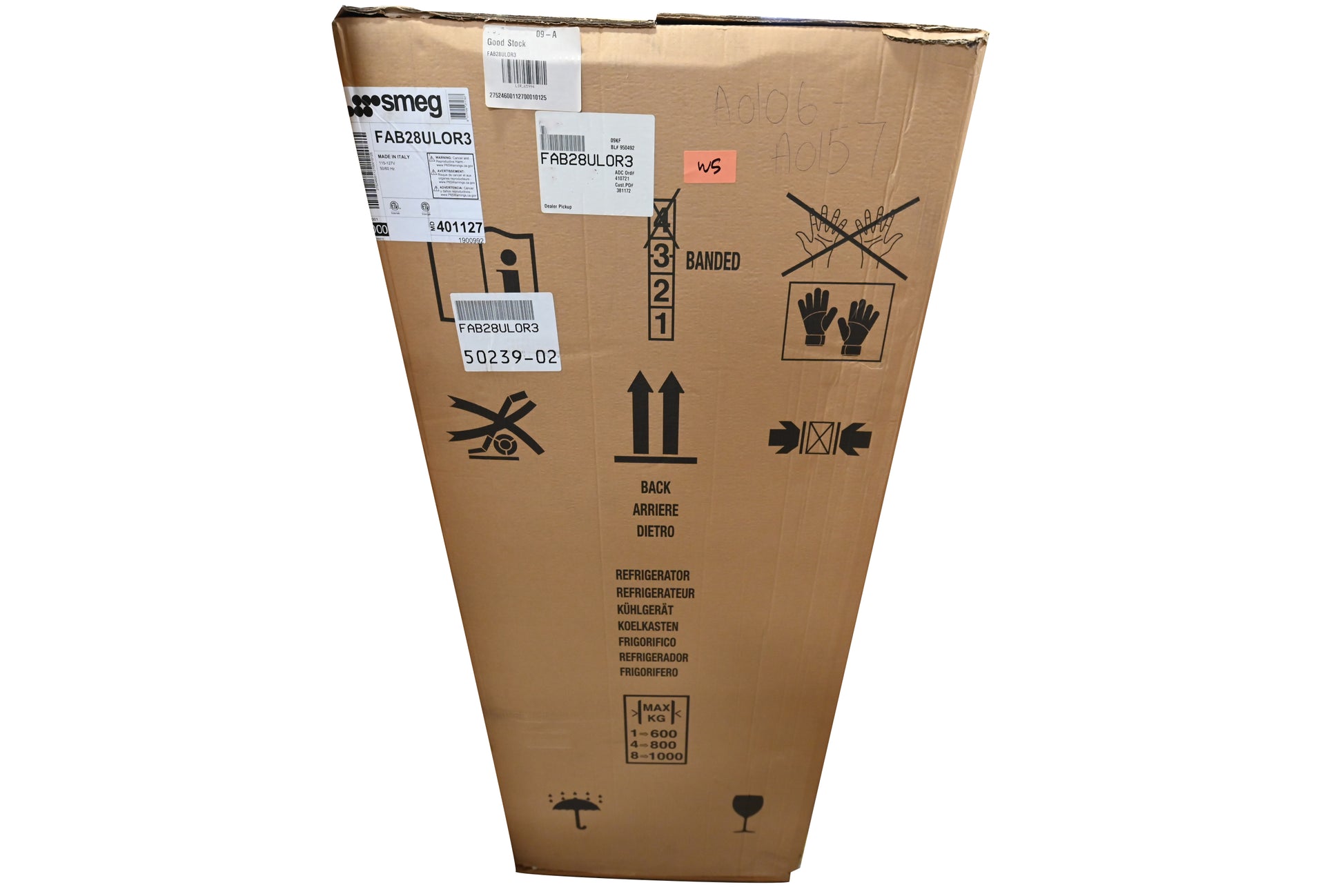 Smeg FAB28ULOR3 24" Orange Top Freezer Refrigerator