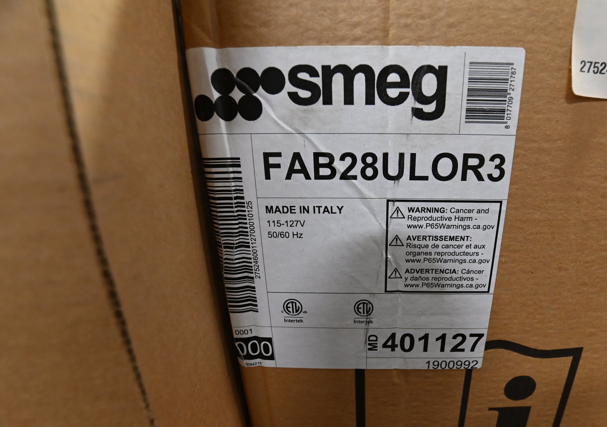 Smeg FAB28ULOR3 24" Orange Top Freezer Refrigerator