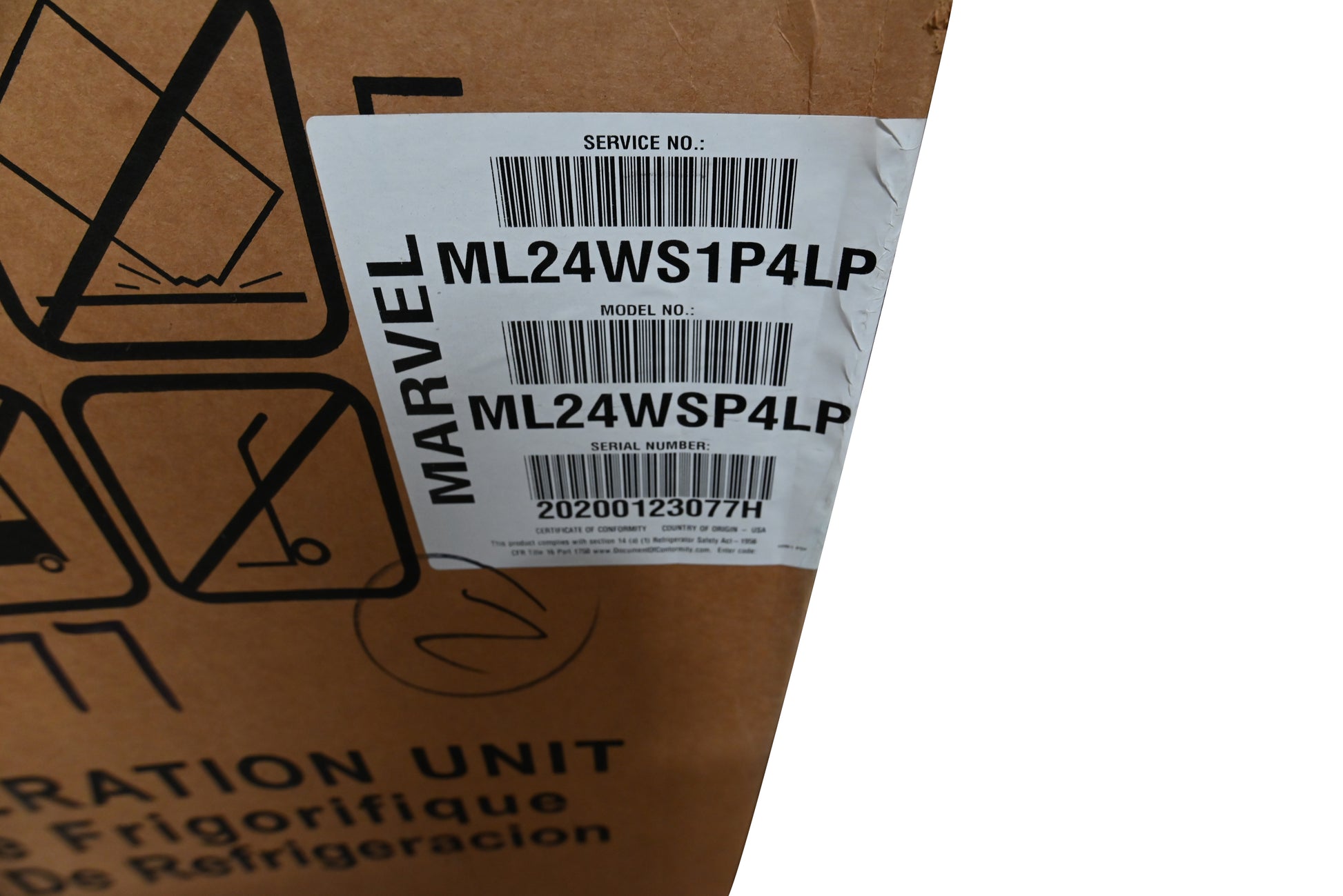 Marvel ML24WSP4LP 24" Panel Ready Single Zone Wine Cooler