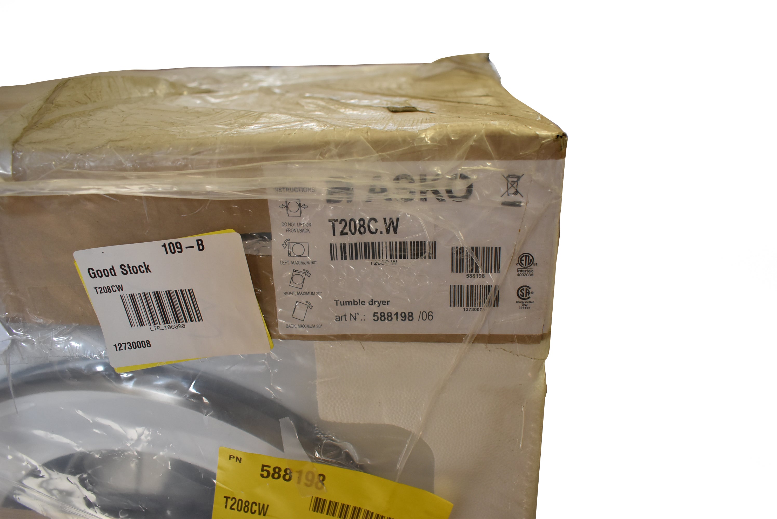 Asko T208CW 24" White Front Load Electric Dryer