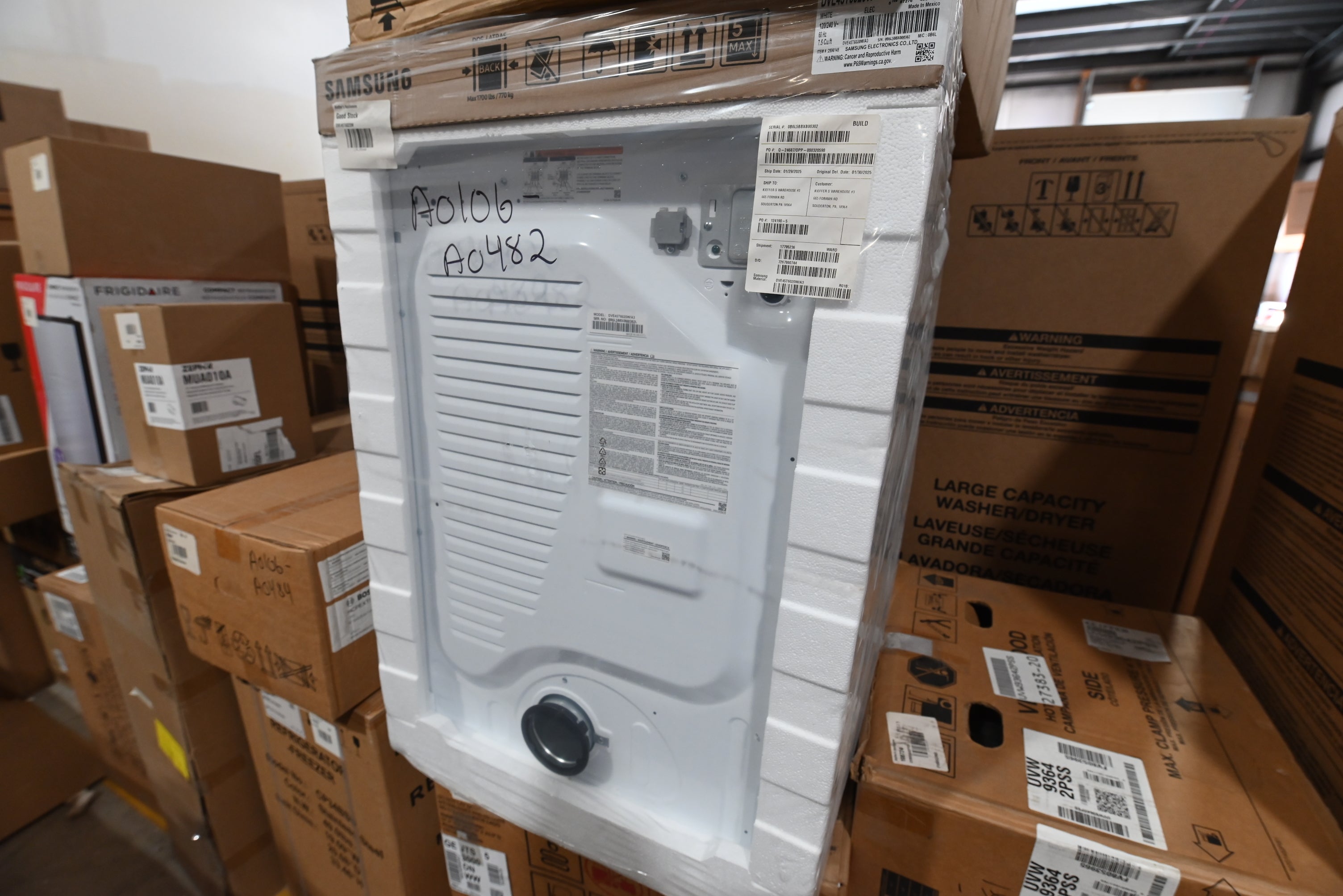 Samsung DVE45T6020W 27" White Front Load Electric Dryer