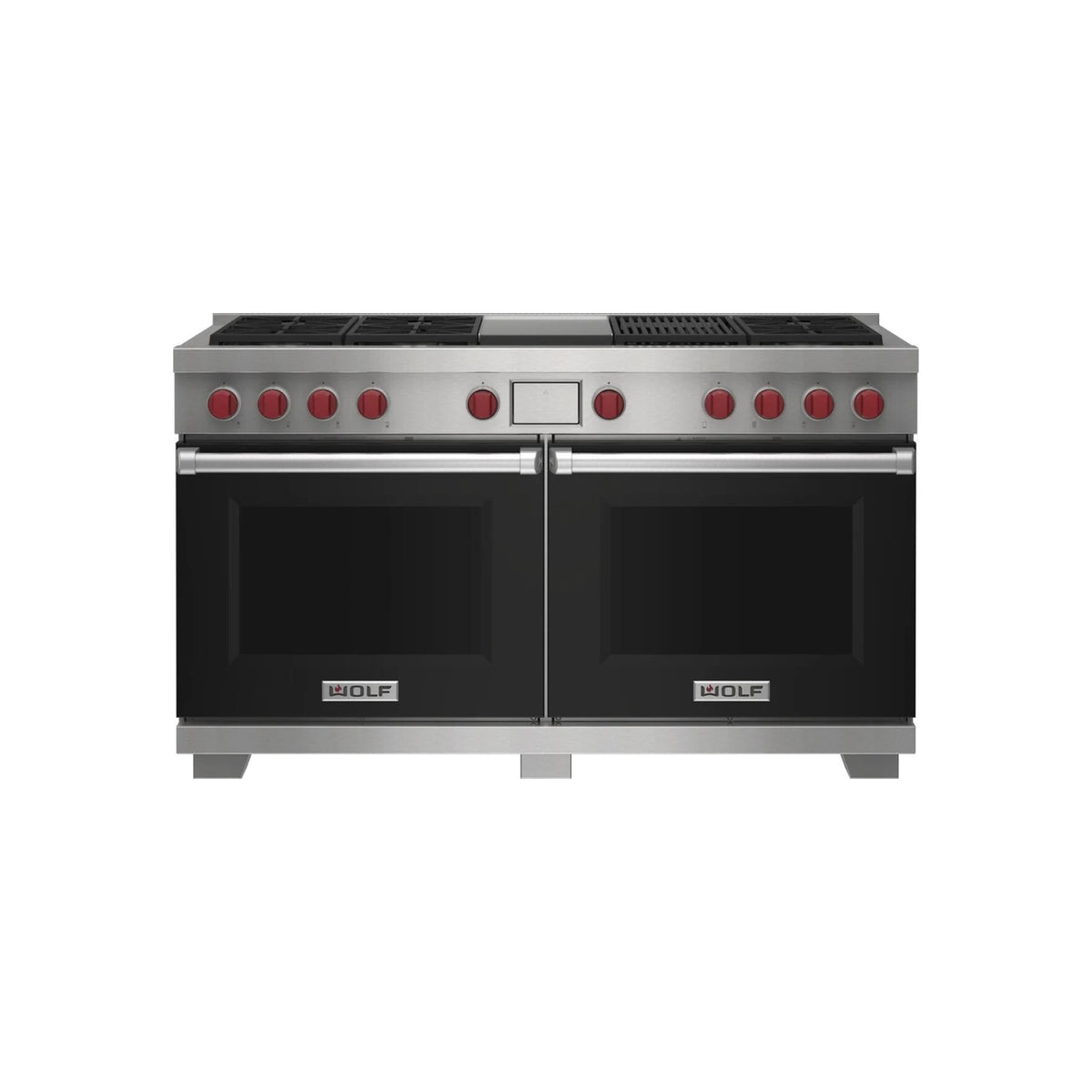 Wolf Certified DF60650CG/BK/P 60" Stainless Steel & Black Dual Fuel Range