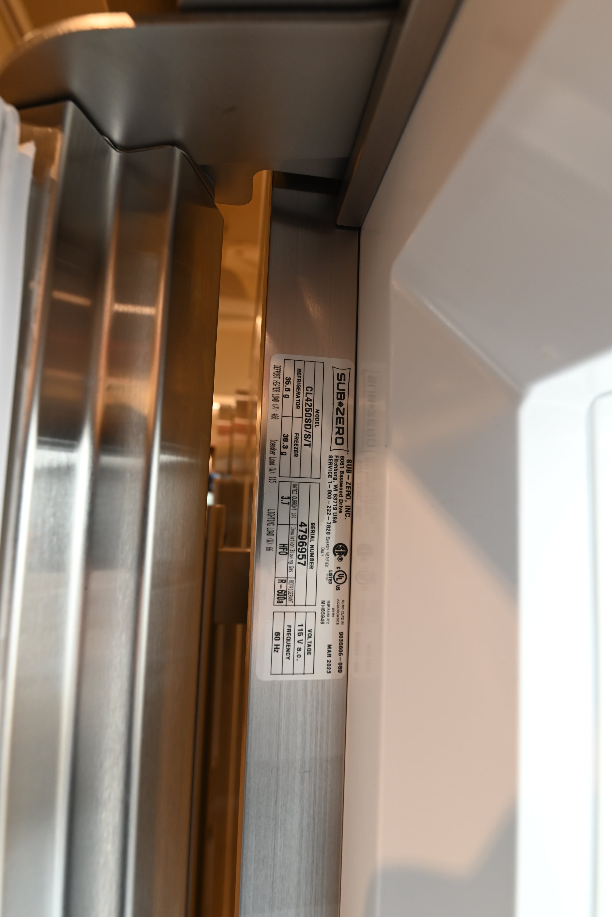 Sub-Zero Certified CL4250SD/S/T 42" Stainless Steel Side by Side Refrigerator