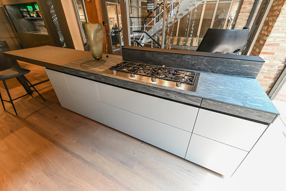 Valcucine Forma Mentis Modern Showroom Kitchen with Genius Loci Stone Island