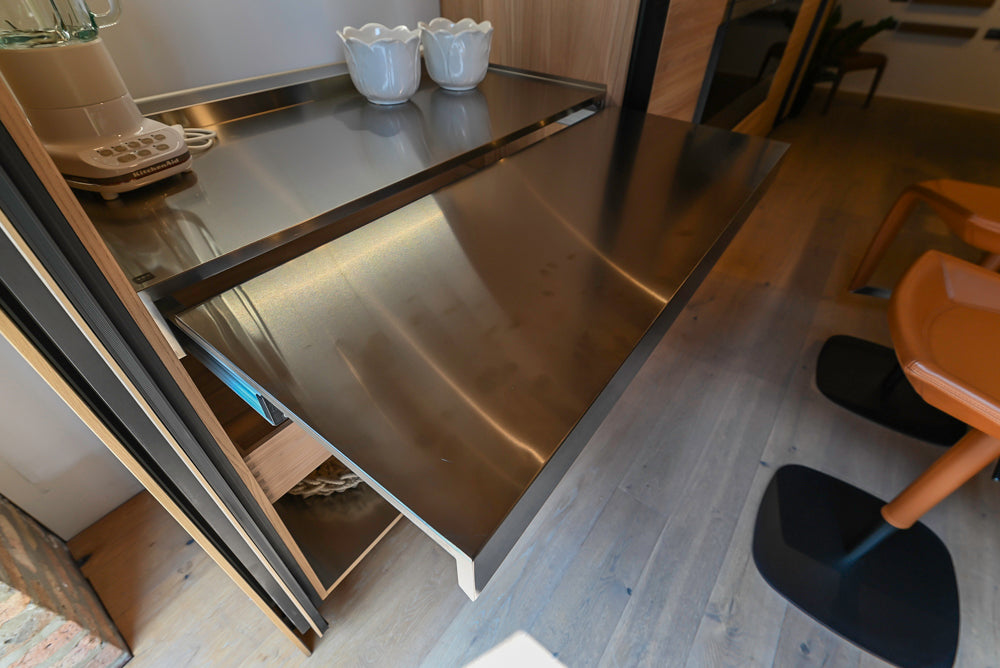 Valcucine Venture: Green Tea Glass Modern Kitchen with Island & Luxe Appliances