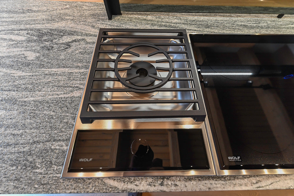 Valcucine Venture: Green Tea Glass Modern Kitchen with Island & Luxe Appliances