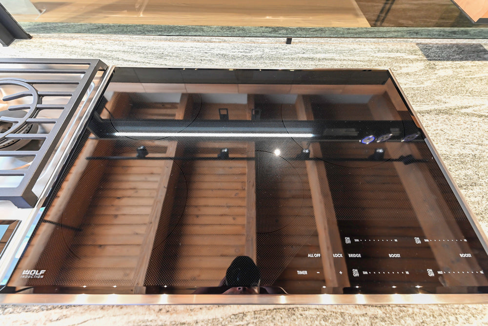 Valcucine Venture: Green Tea Glass Modern Kitchen with Island & Luxe Appliances