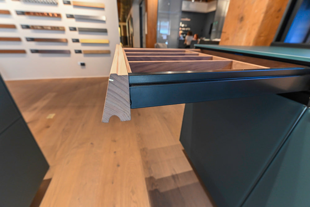 Valcucine Venture: Green Tea Glass Modern Kitchen with Island & Luxe Appliances