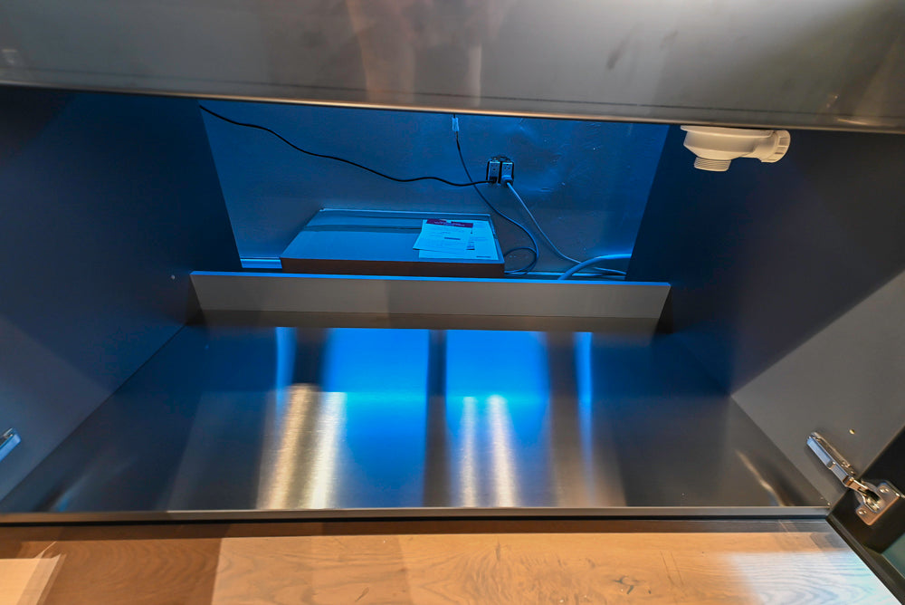 Valcucine Venture: Green Tea Glass Modern Kitchen with Island & Luxe Appliances