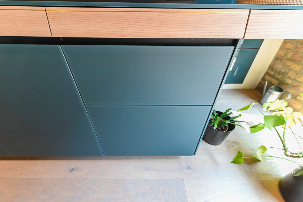 Valcucine Venture: Green Tea Glass Modern Kitchen with Island & Luxe Appliances