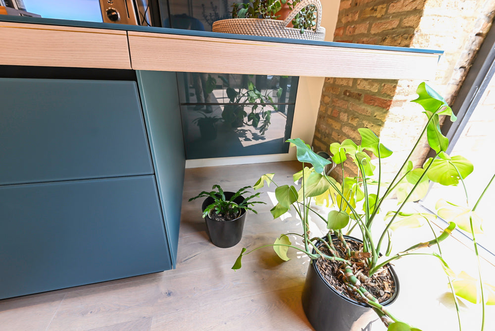 Valcucine Venture: Green Tea Glass Modern Kitchen with Island & Luxe Appliances