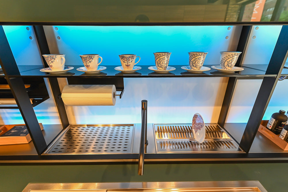 Valcucine Venture: Green Tea Glass Modern Kitchen with Island & Luxe Appliances