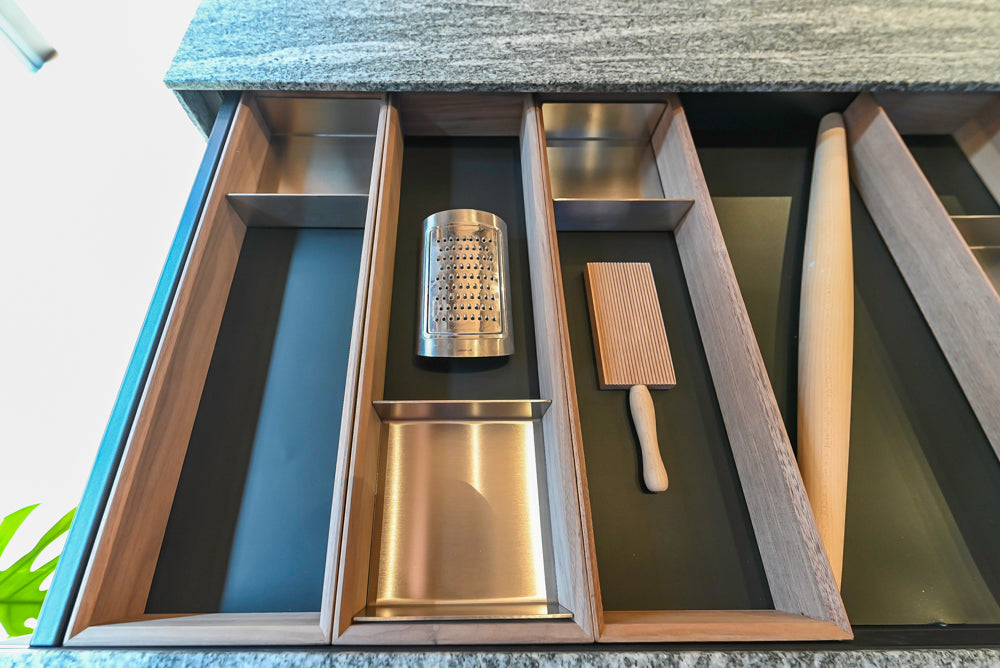 Valcucine Venture: Green Tea Glass Modern Kitchen with Island & Luxe Appliances