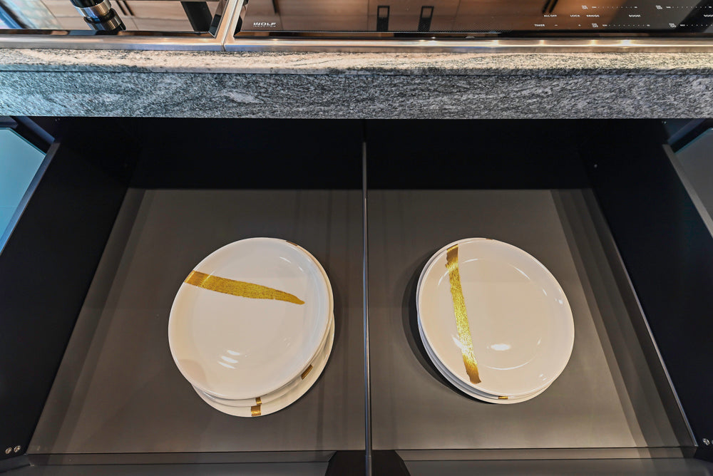 Valcucine Venture: Green Tea Glass Modern Kitchen with Island & Luxe Appliances