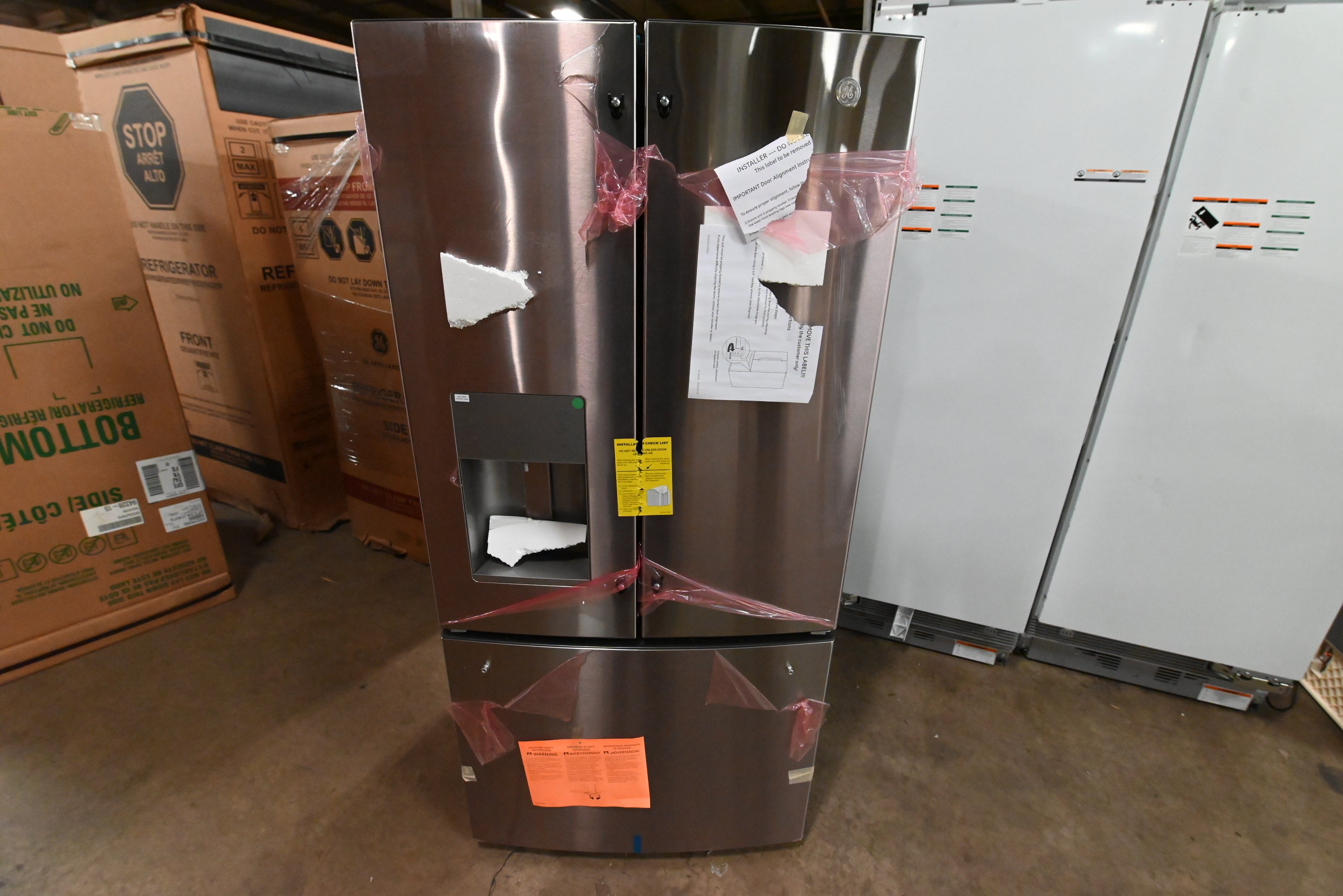 GE GFE24JYKFS 33" Stainless Steel French Door Refrigerator, Open Box