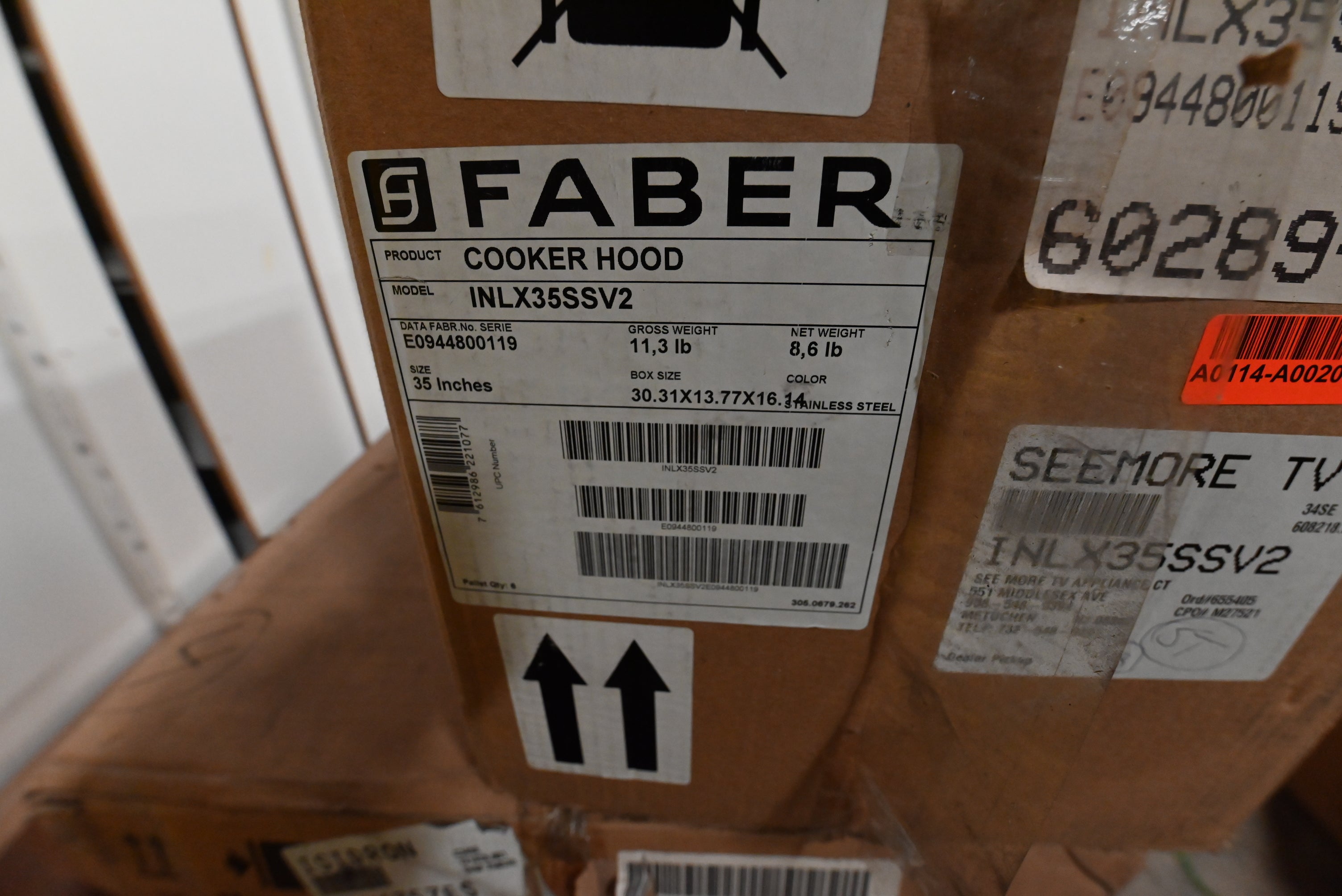 Faber INLX35SSV2 35" Stainless Steel Hood Insert