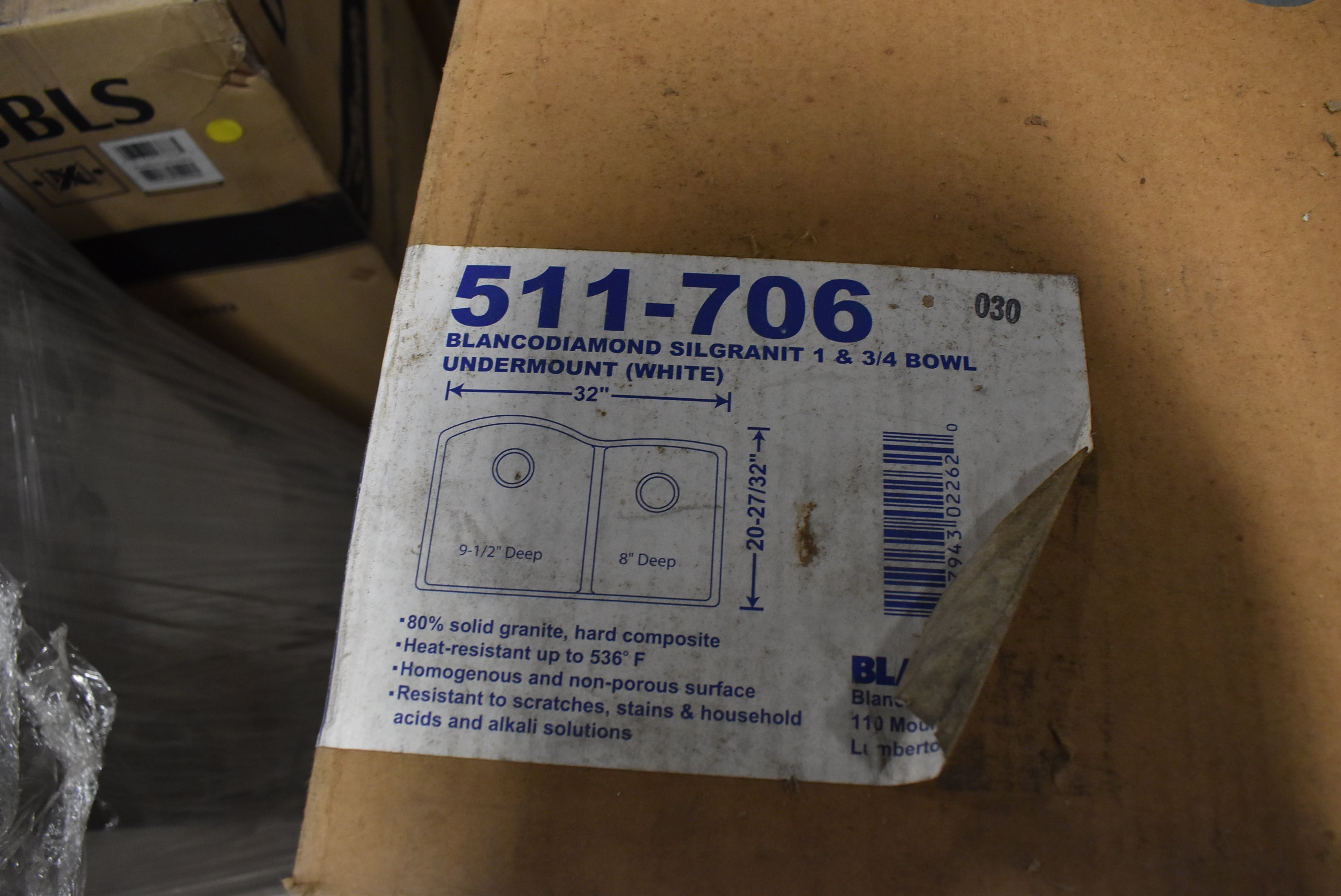Luxury white granite composite double sink for undercounter installation