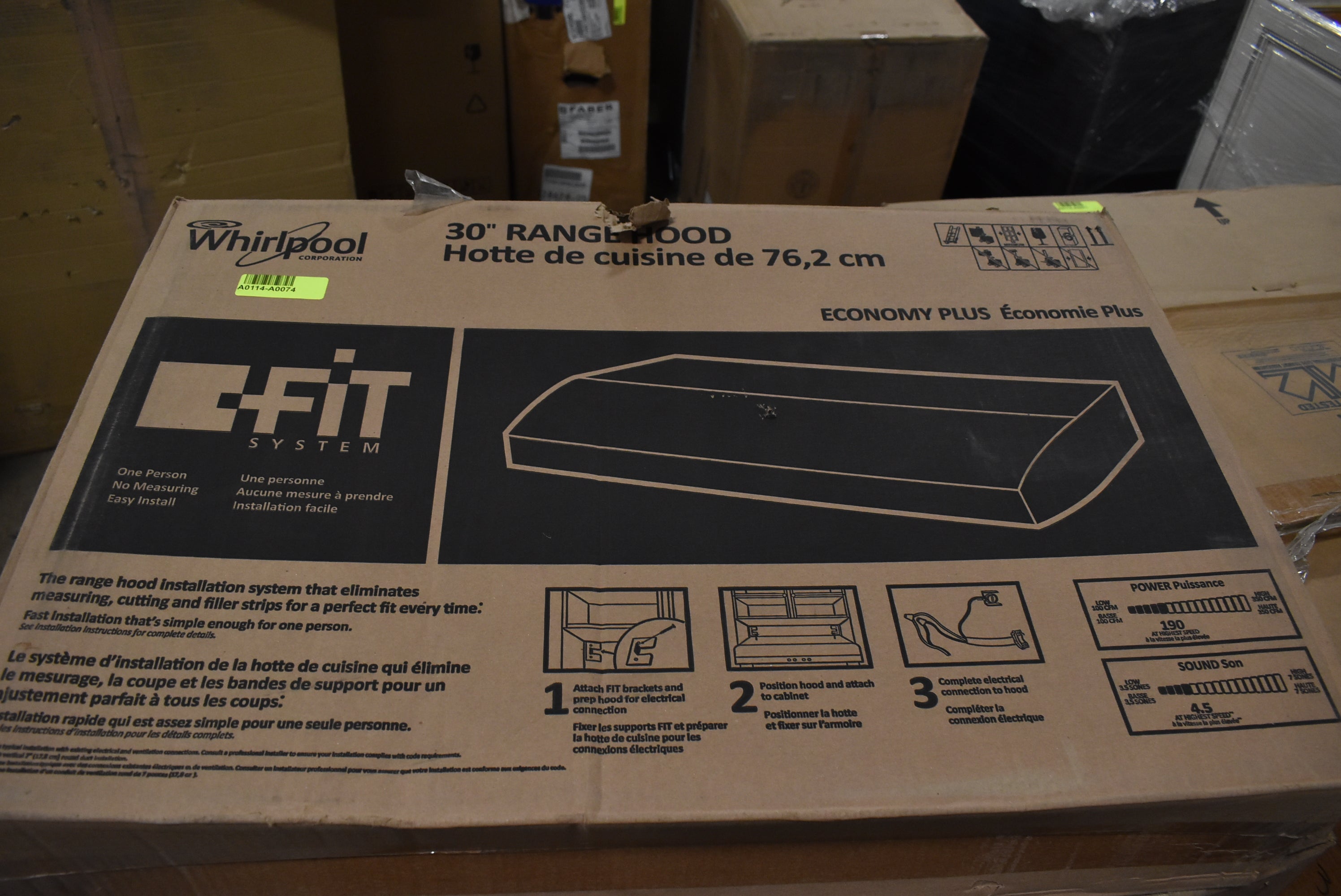 Whirlpool UXT4030ADS 30" Stainless Steel Under Cabinet Range Hood
