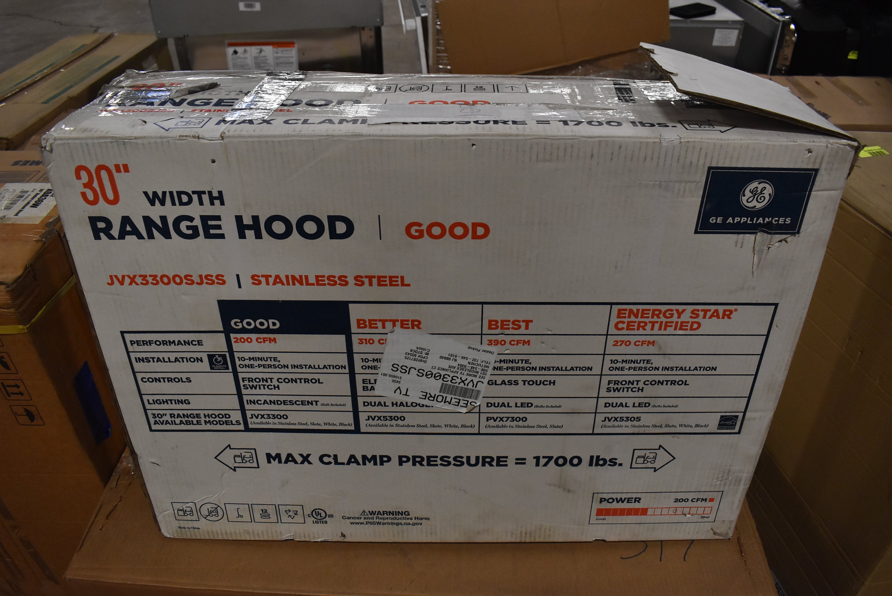 GE 30 inch stainless steel under-the-cabinet range hood
